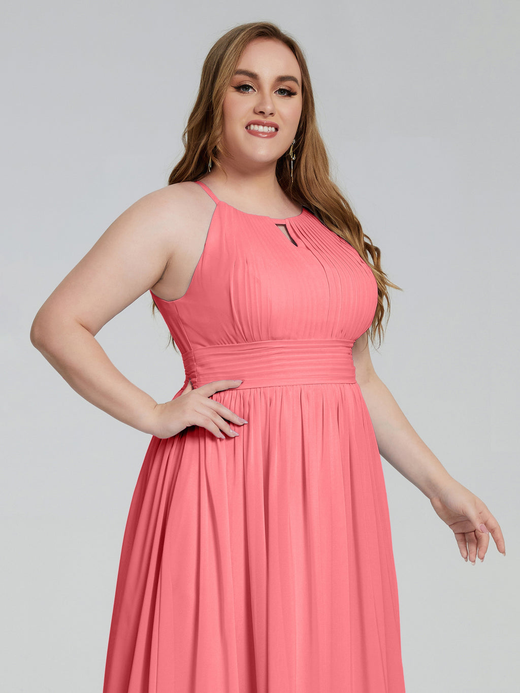 Payton Gorgeous Halter Plus Size Long Bridesmaid Dresses