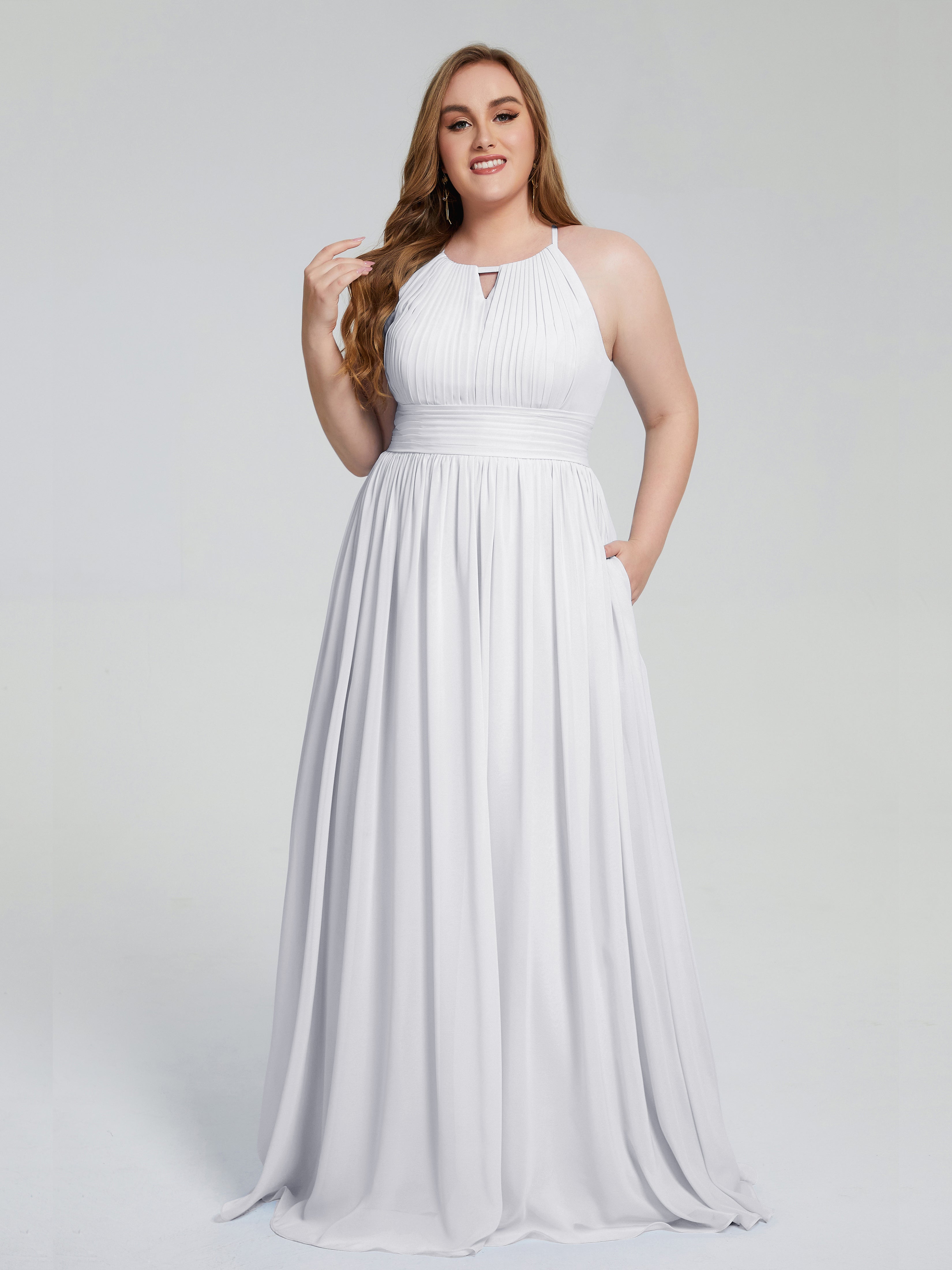 Payton Gorgeous Halter Plus Size Long Bridesmaid Dresses