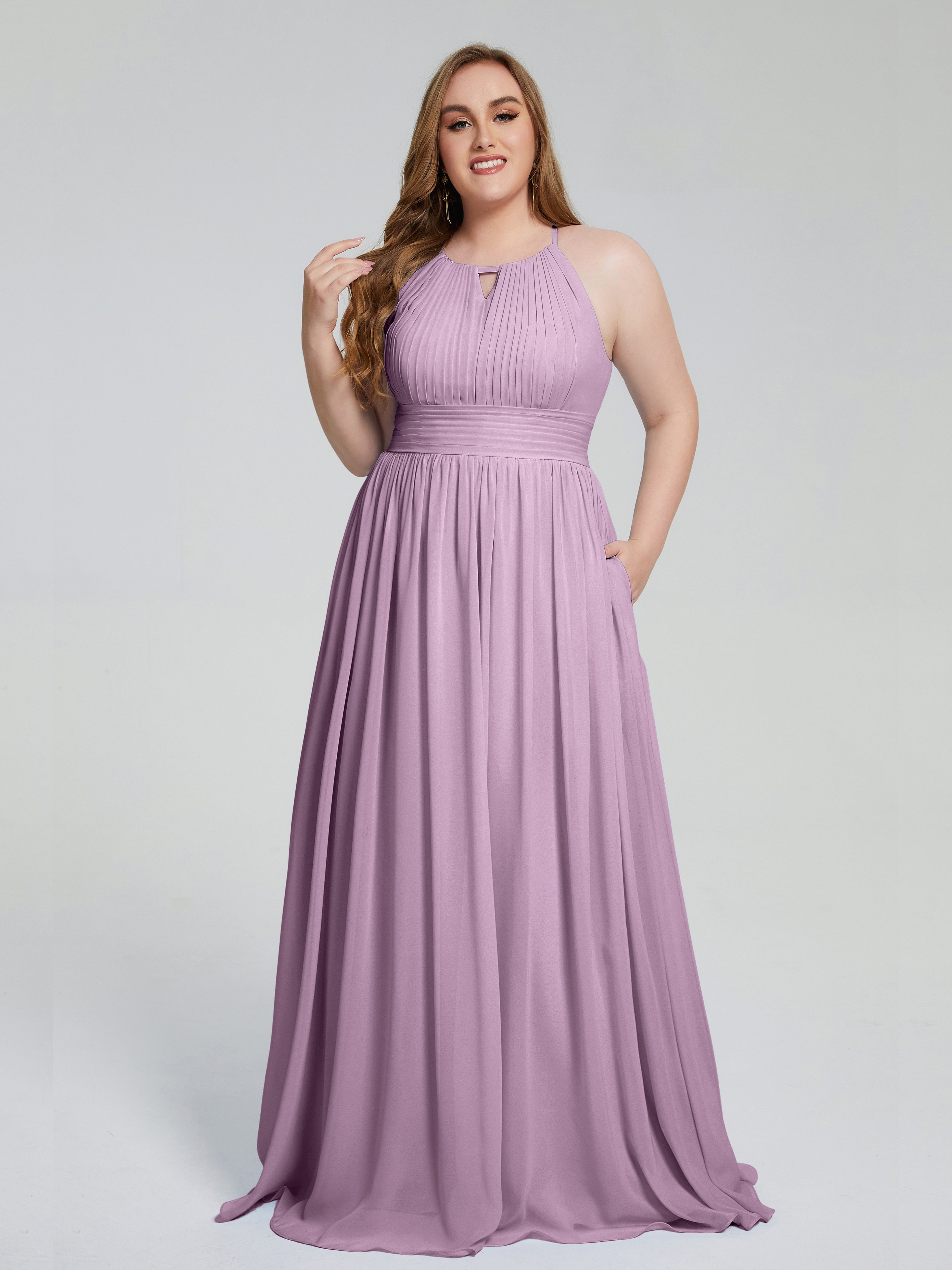 Payton Gorgeous Halter Plus Size Long Bridesmaid Dresses