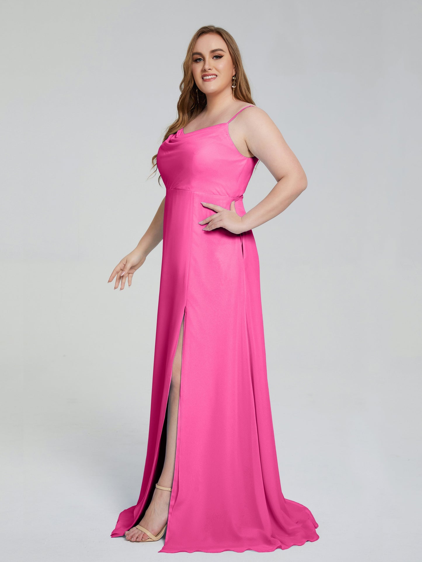 Rachel Sleeveless Split Plus Size Long Bridesmaid Dresses