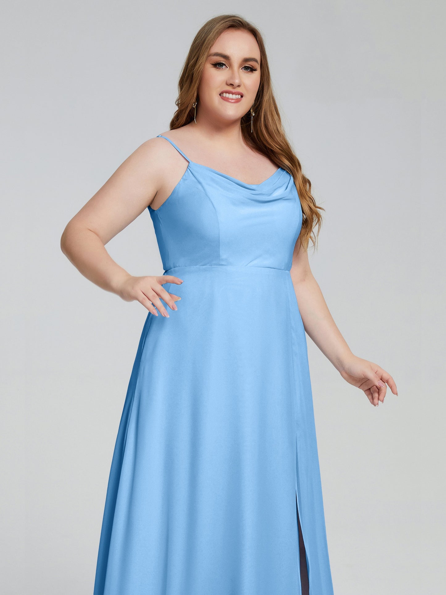 Rachel Sleeveless Split Plus Size Long Bridesmaid Dresses