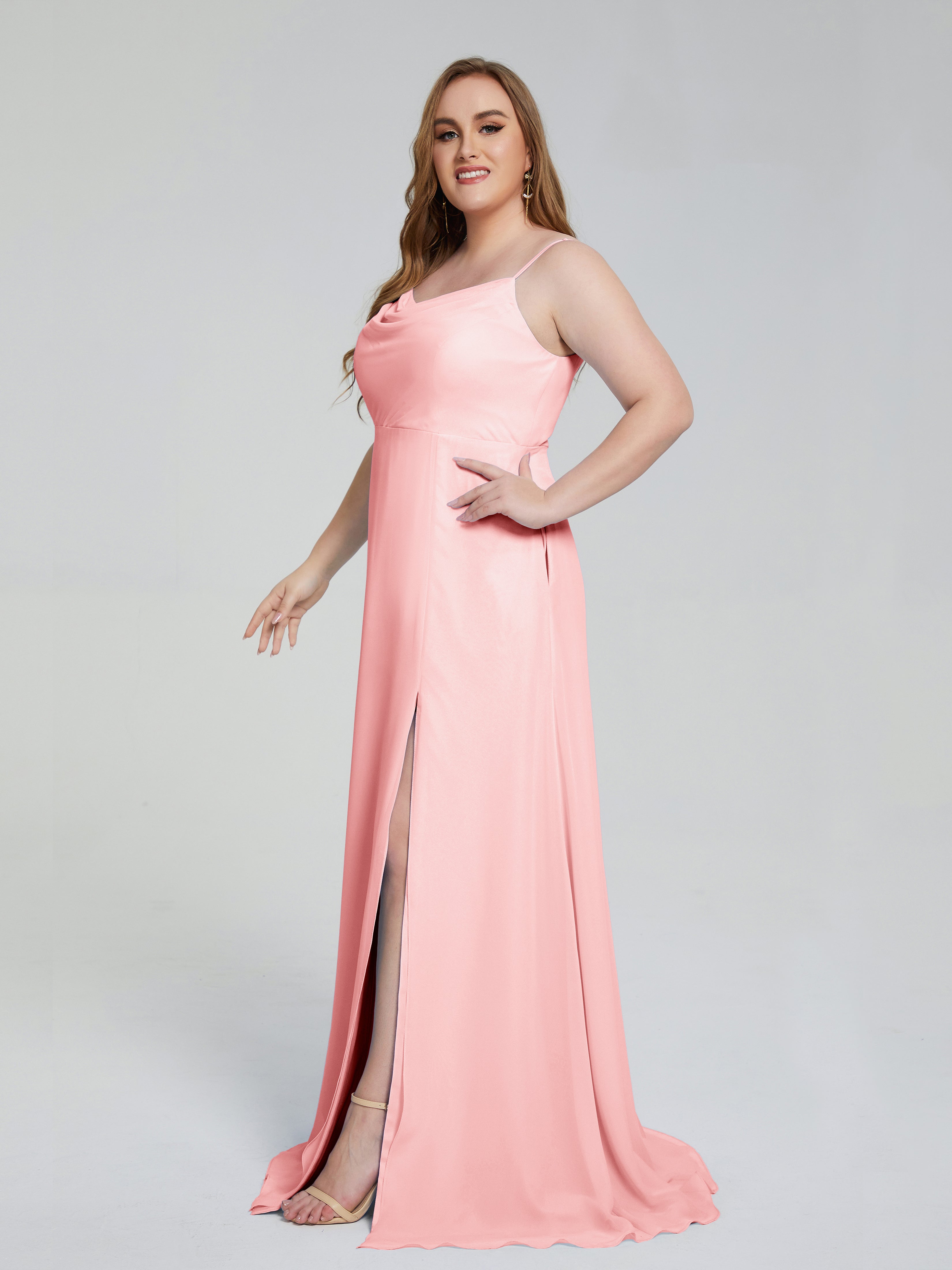 Rachel Sleeveless Split Plus Size Long Bridesmaid Dresses