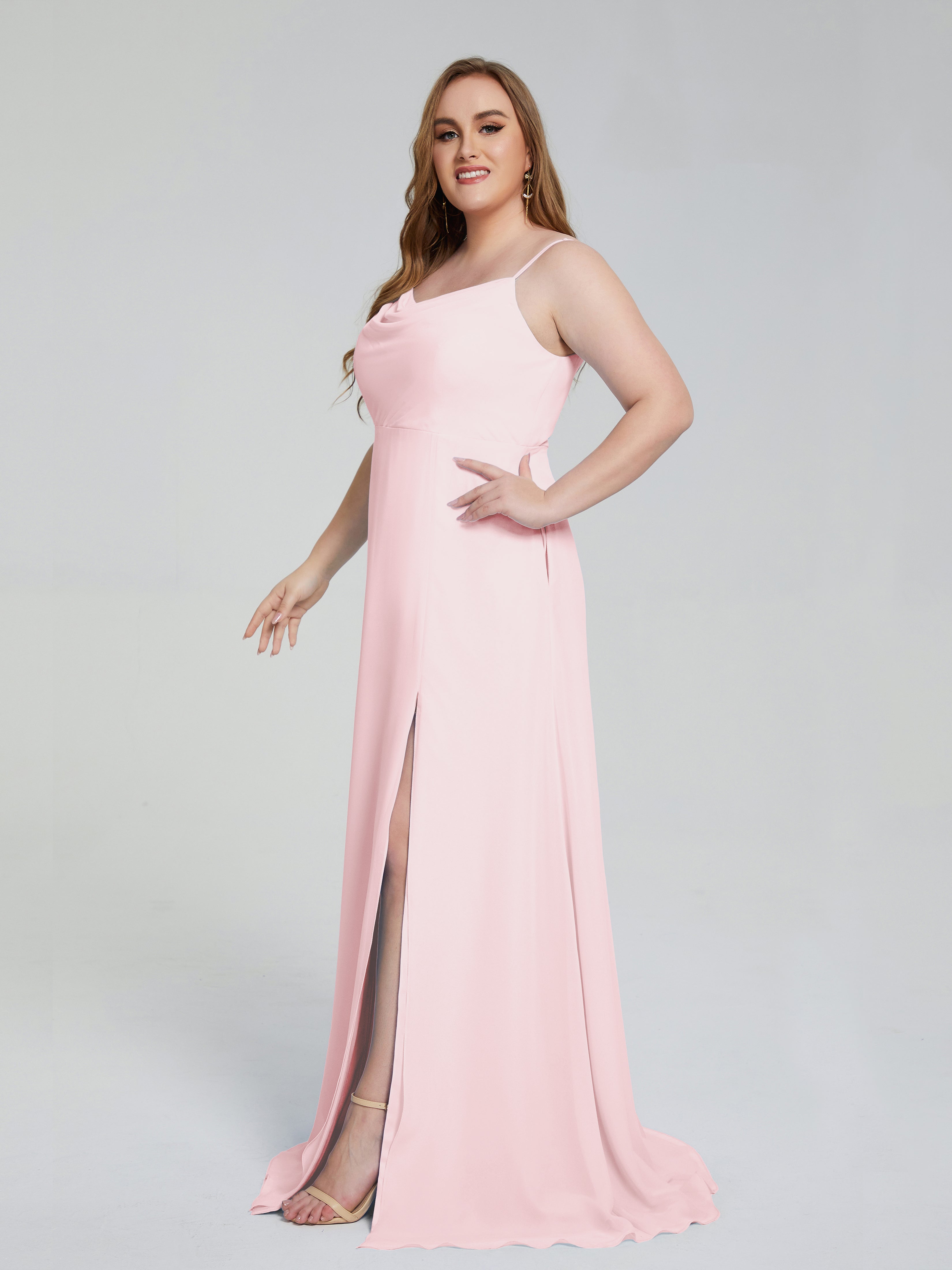 Rachel Sleeveless Split Plus Size Long Bridesmaid Dresses