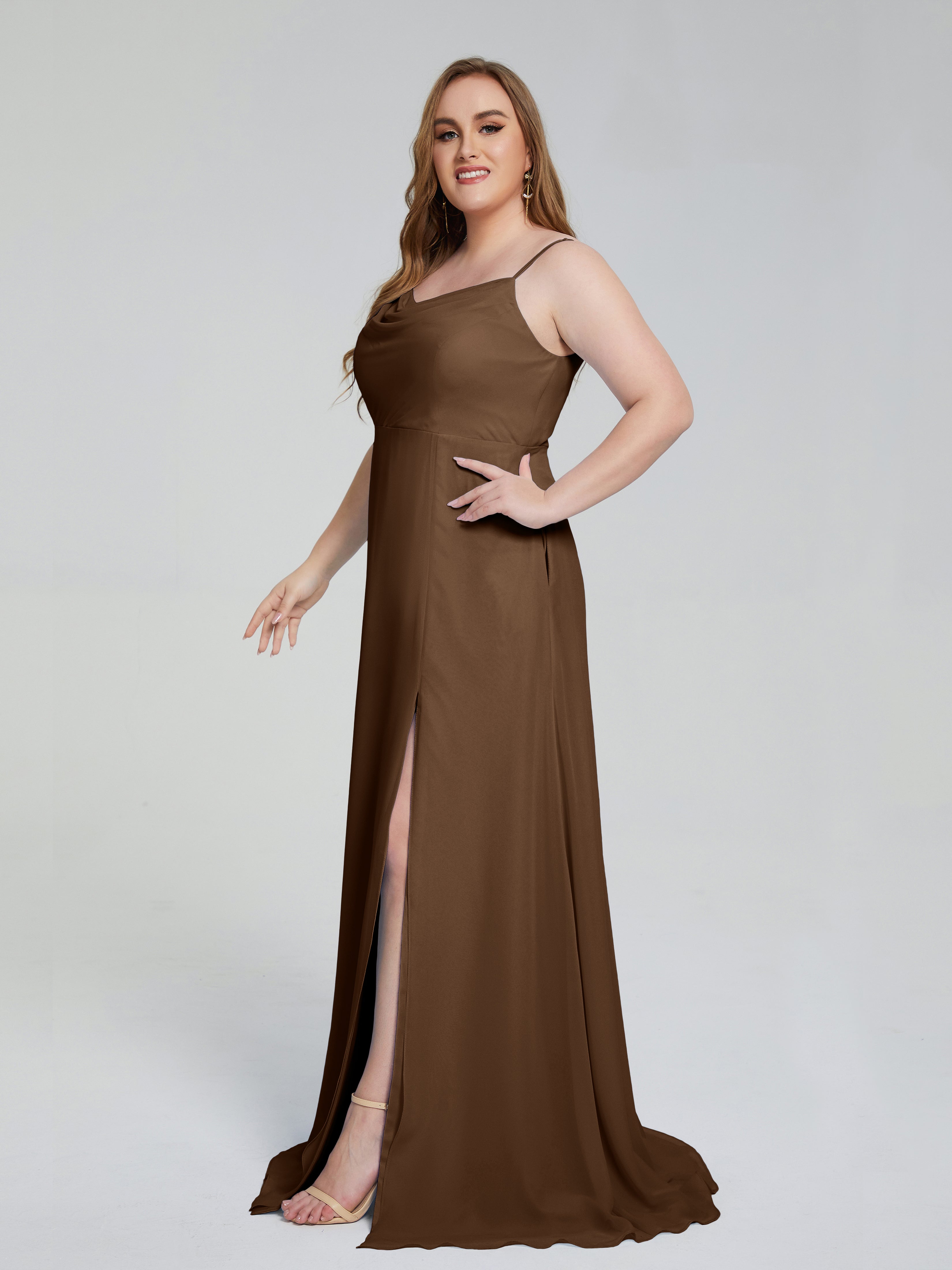 Rachel Sleeveless Split Plus Size Long Bridesmaid Dresses