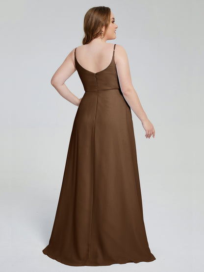 Rachel Sleeveless Split Plus Size Long Bridesmaid Dresses