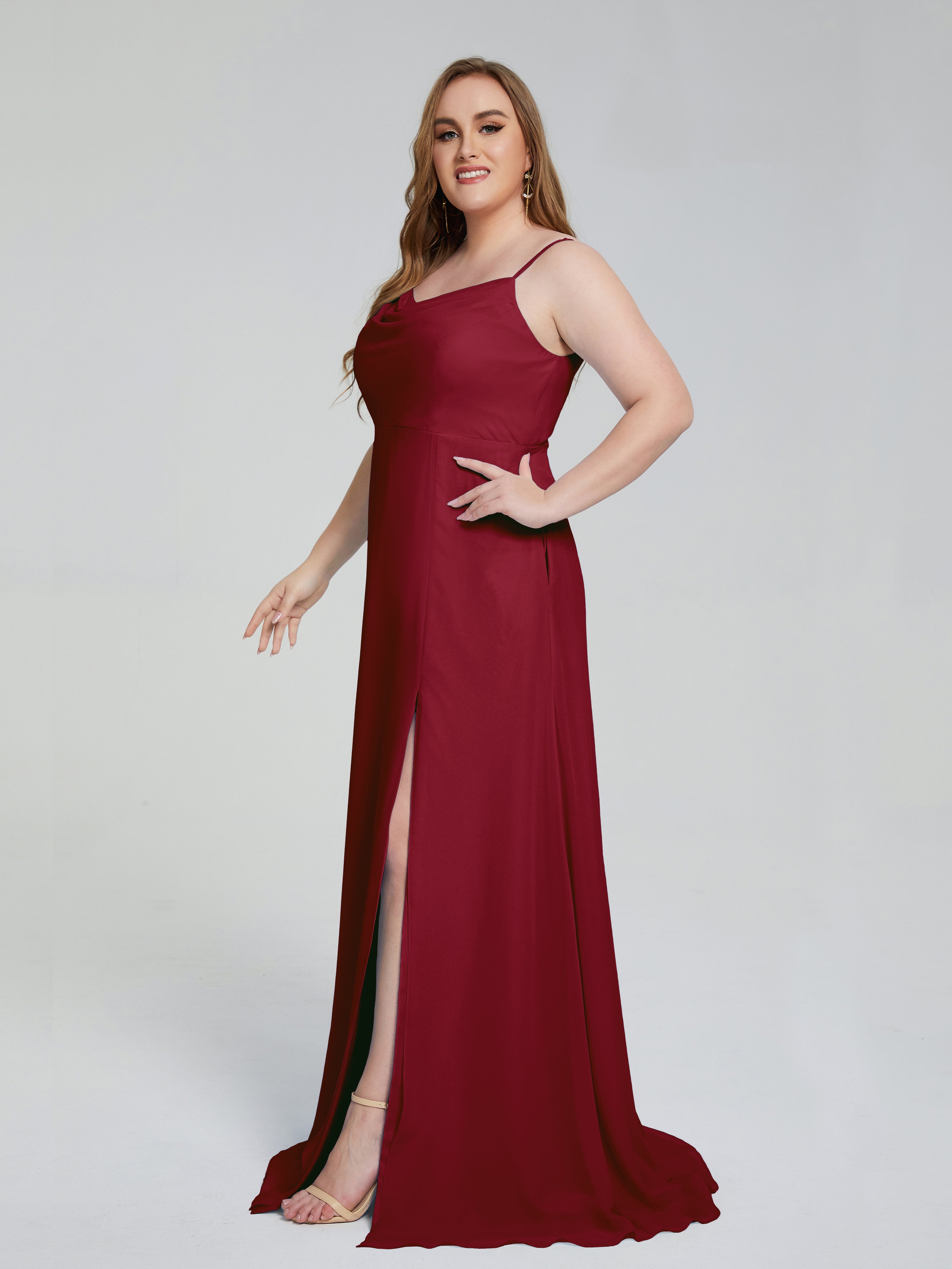 Rachel Sleeveless Split Plus Size Long Bridesmaid Dresses