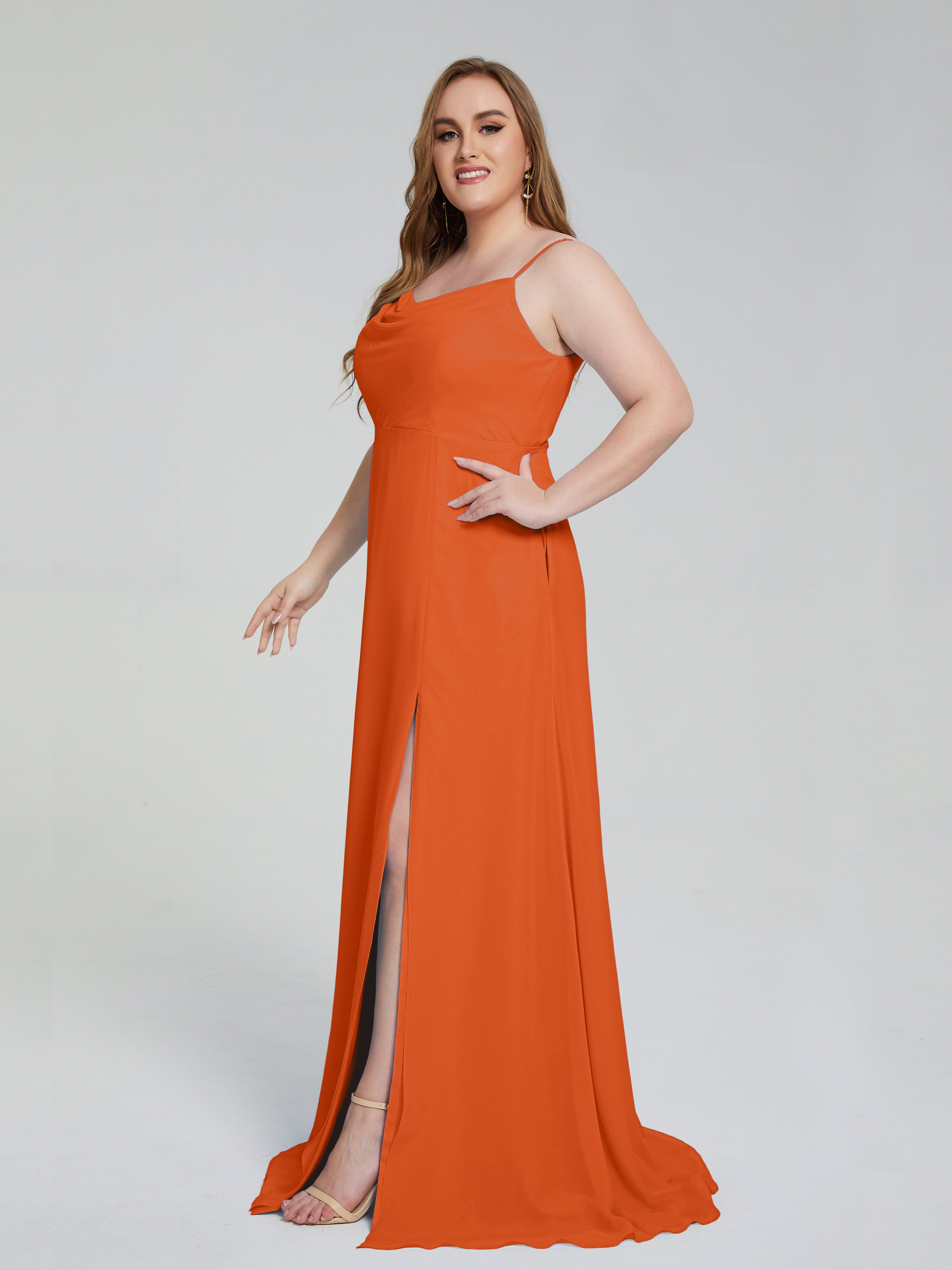 Rachel Sleeveless Split Plus Size Long Bridesmaid Dresses