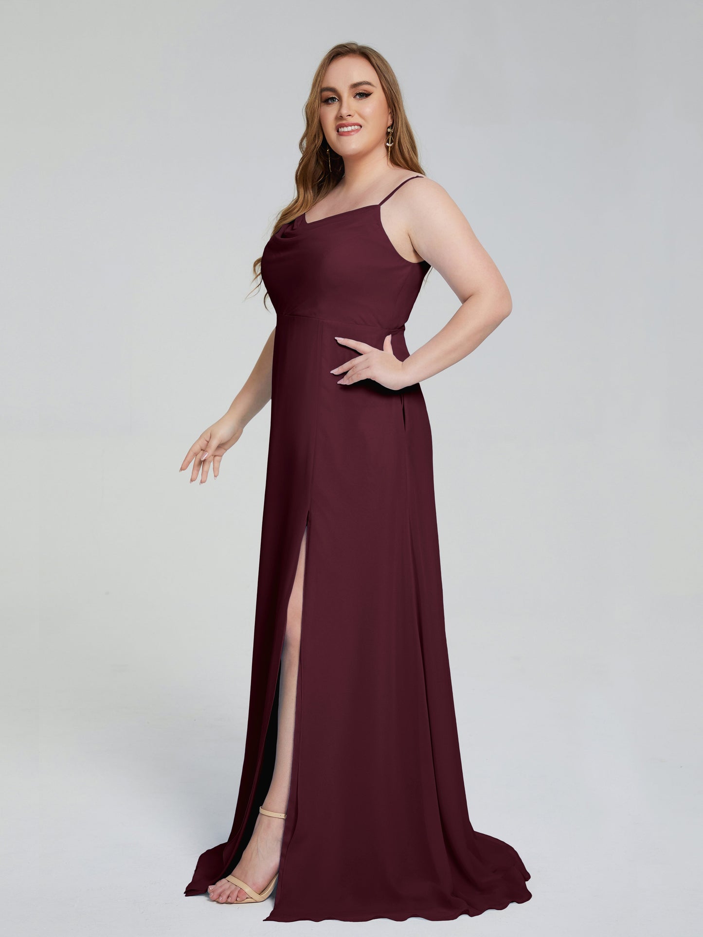 Rachel Sleeveless Split Plus Size Long Bridesmaid Dresses