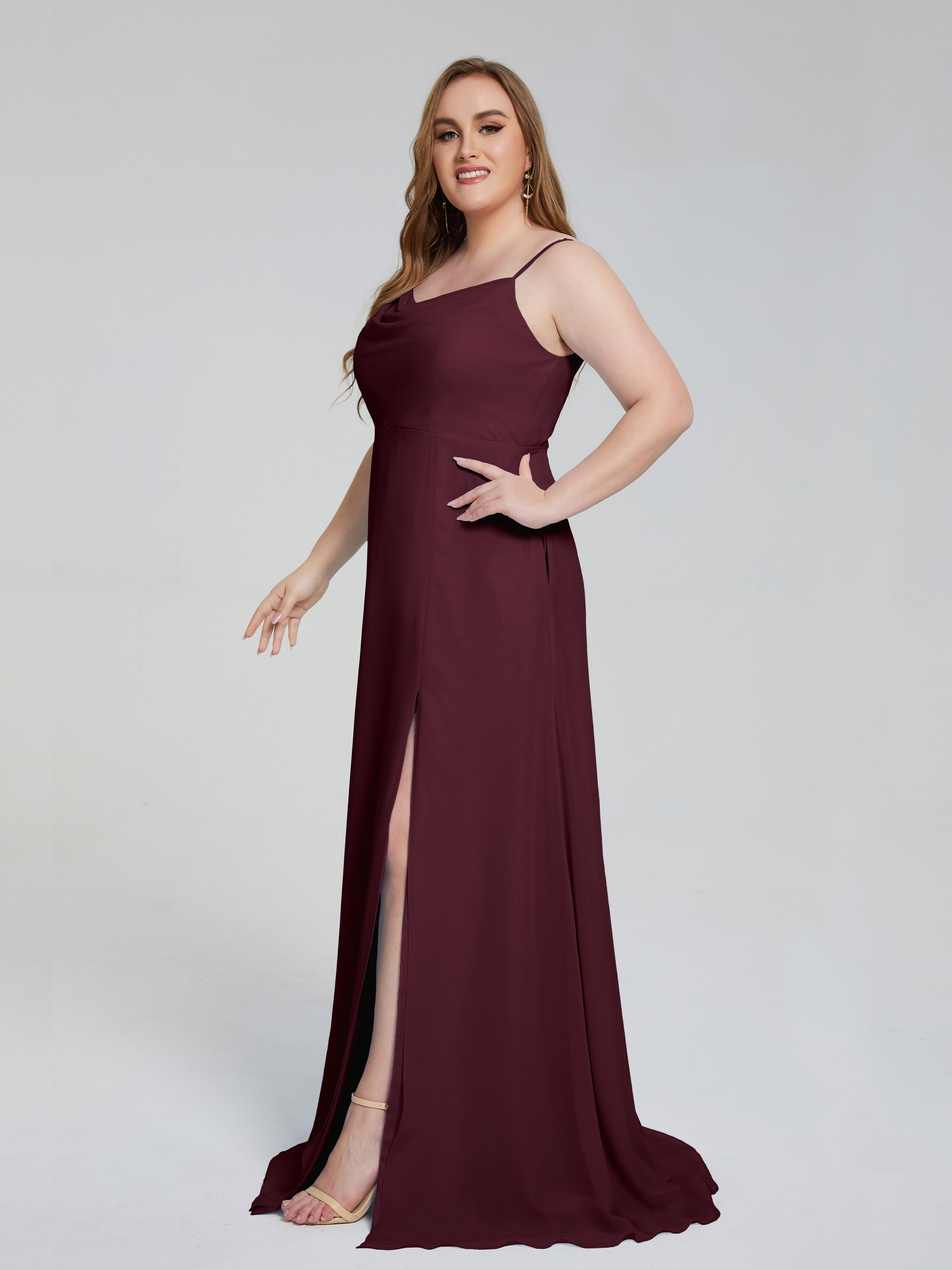Rachel Sleeveless Split Plus Size Long Bridesmaid Dresses