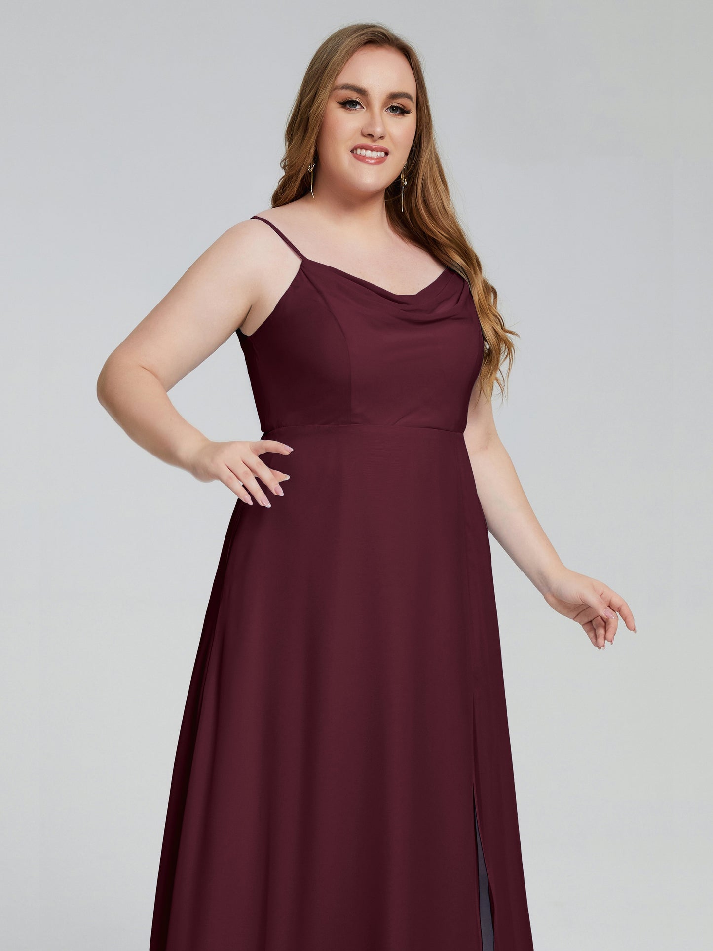 Rachel Sleeveless Split Plus Size Long Bridesmaid Dresses