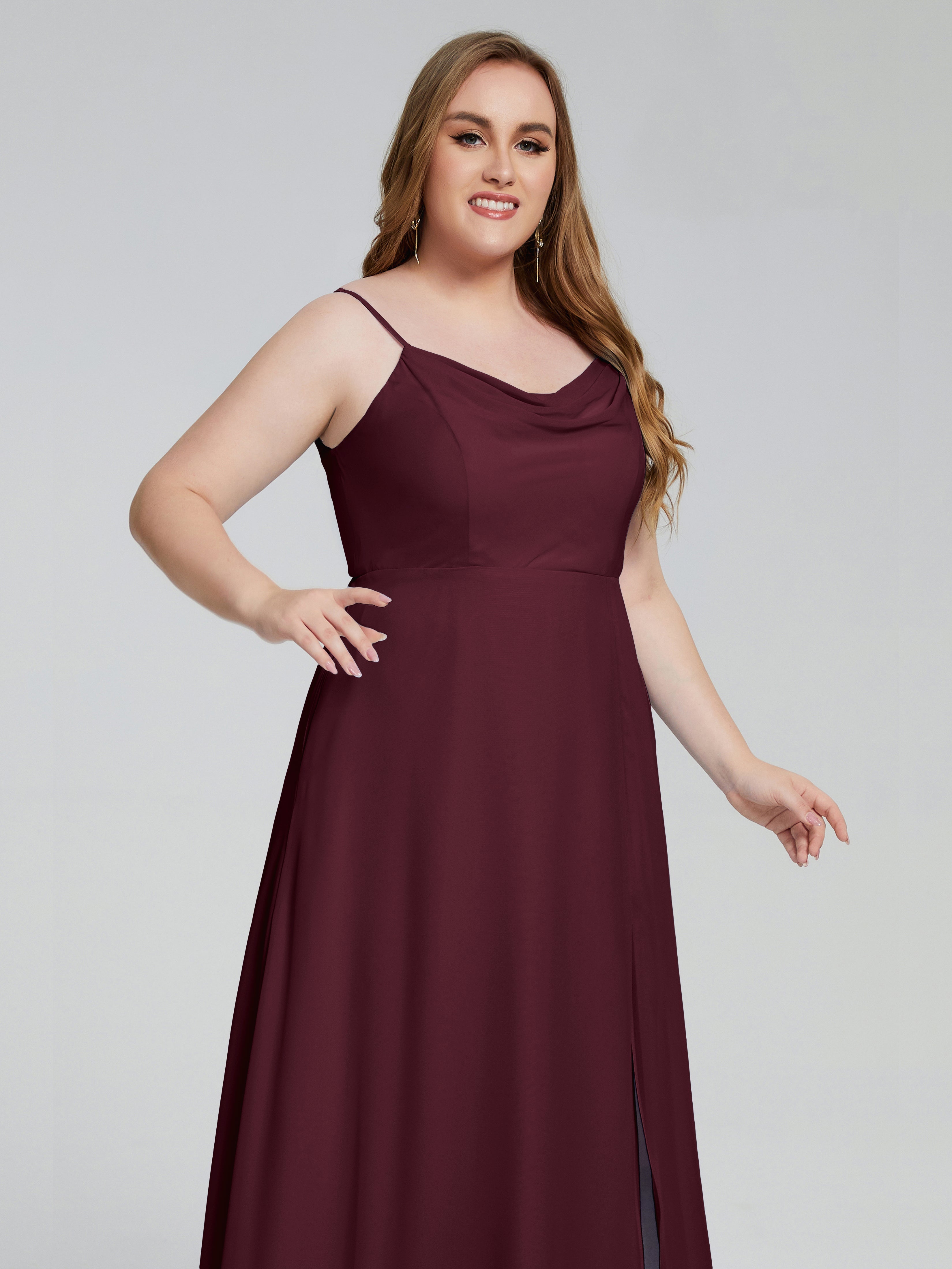 Rachel Sleeveless Split Plus Size Long Bridesmaid Dresses