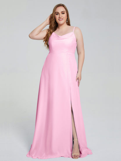 Rachel Sleeveless Split Plus Size Long Bridesmaid Dresses