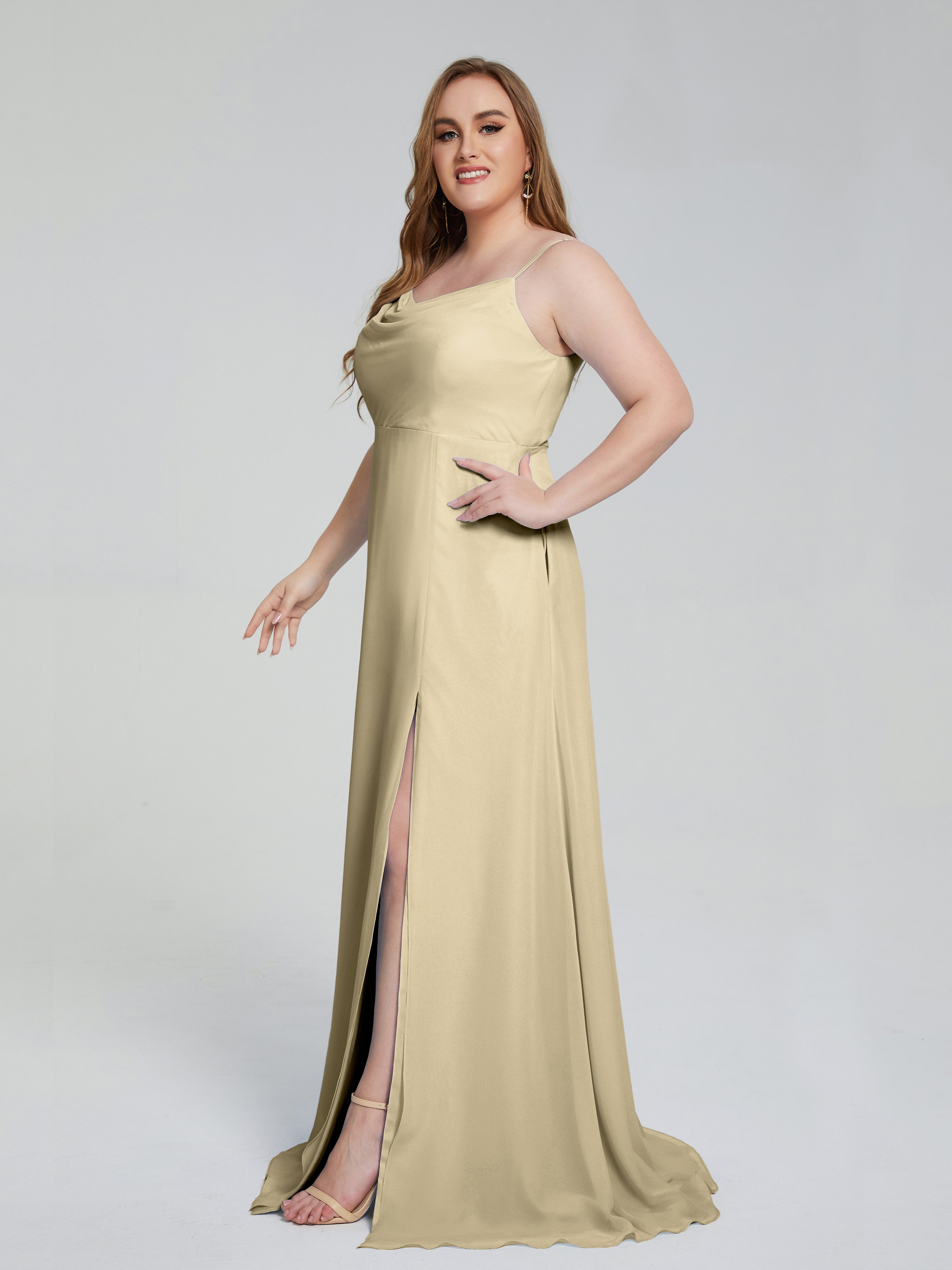 Rachel Sleeveless Split Plus Size Long Bridesmaid Dresses