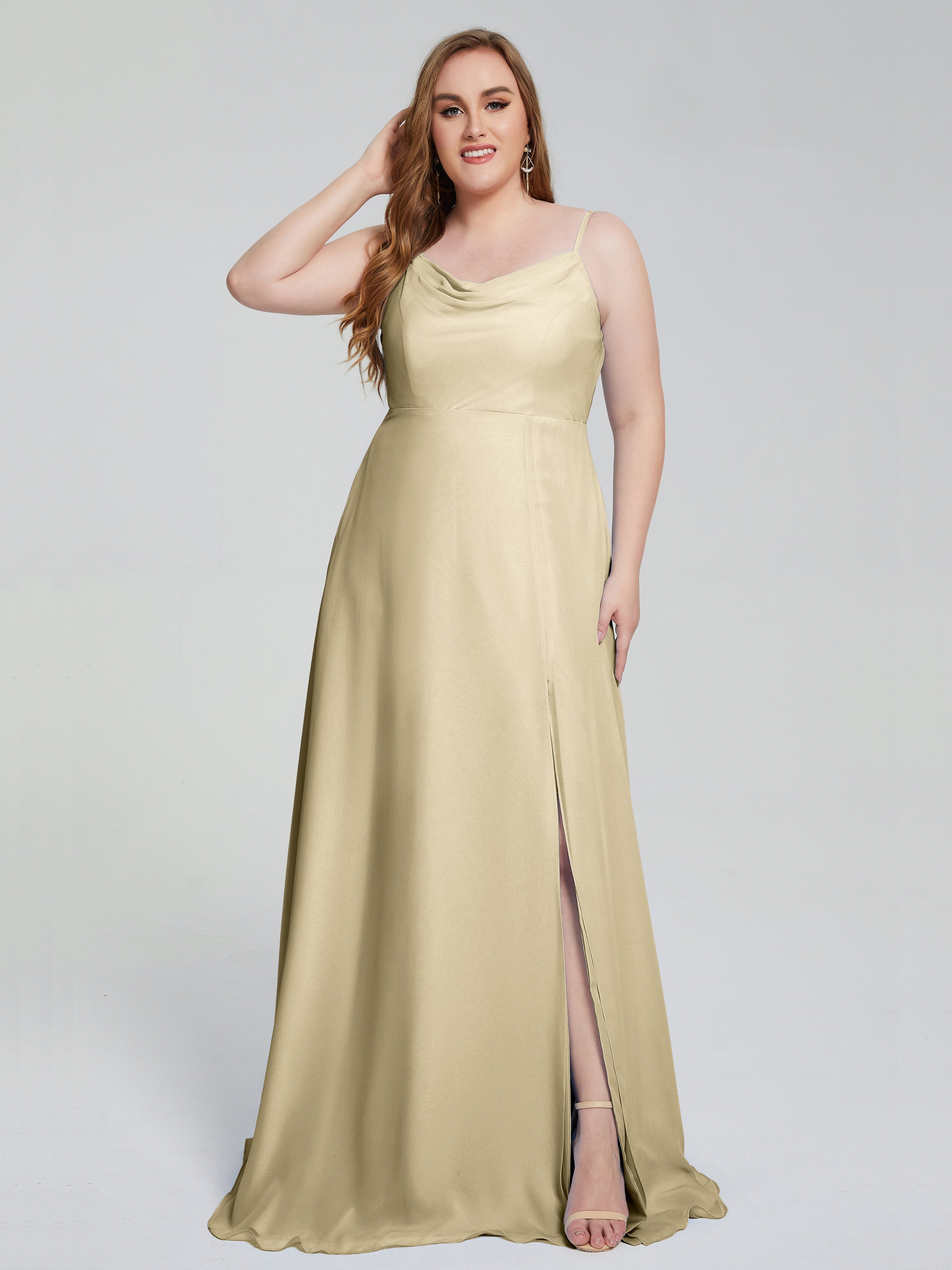 Rachel Sleeveless Split Plus Size Long Bridesmaid Dresses