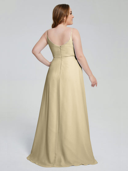 Rachel Sleeveless Split Plus Size Long Bridesmaid Dresses