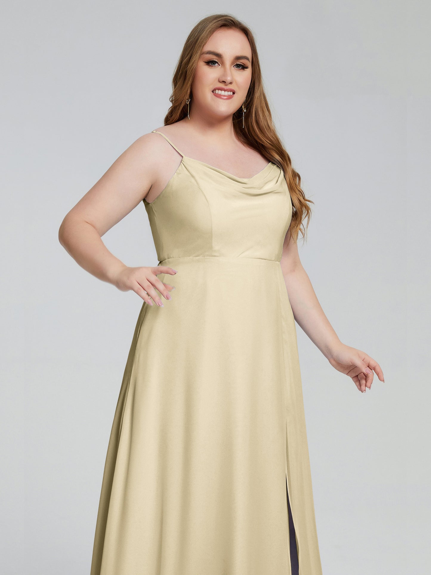 Rachel Sleeveless Split Plus Size Long Bridesmaid Dresses