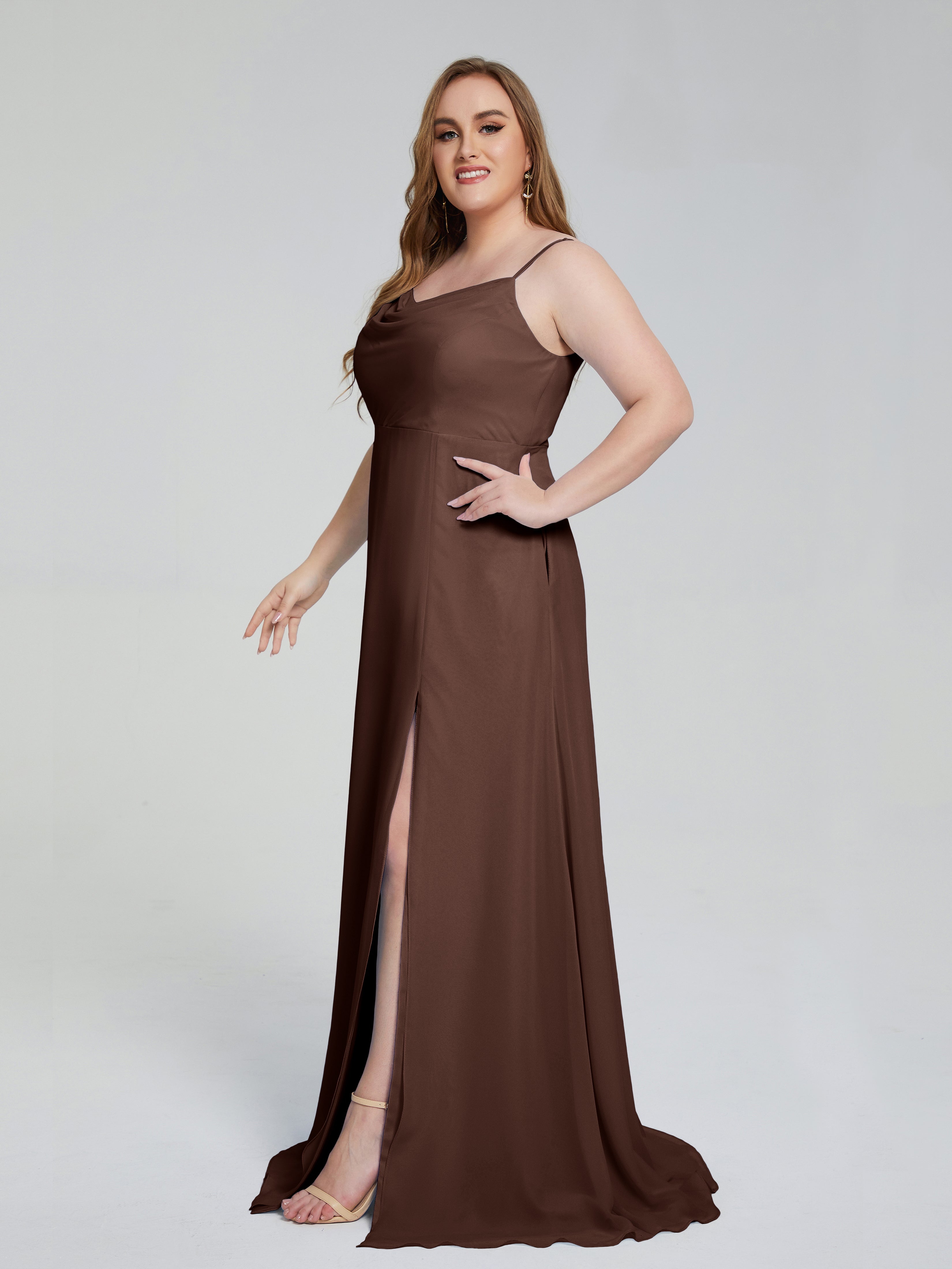 Rachel Sleeveless Split Plus Size Long Bridesmaid Dresses
