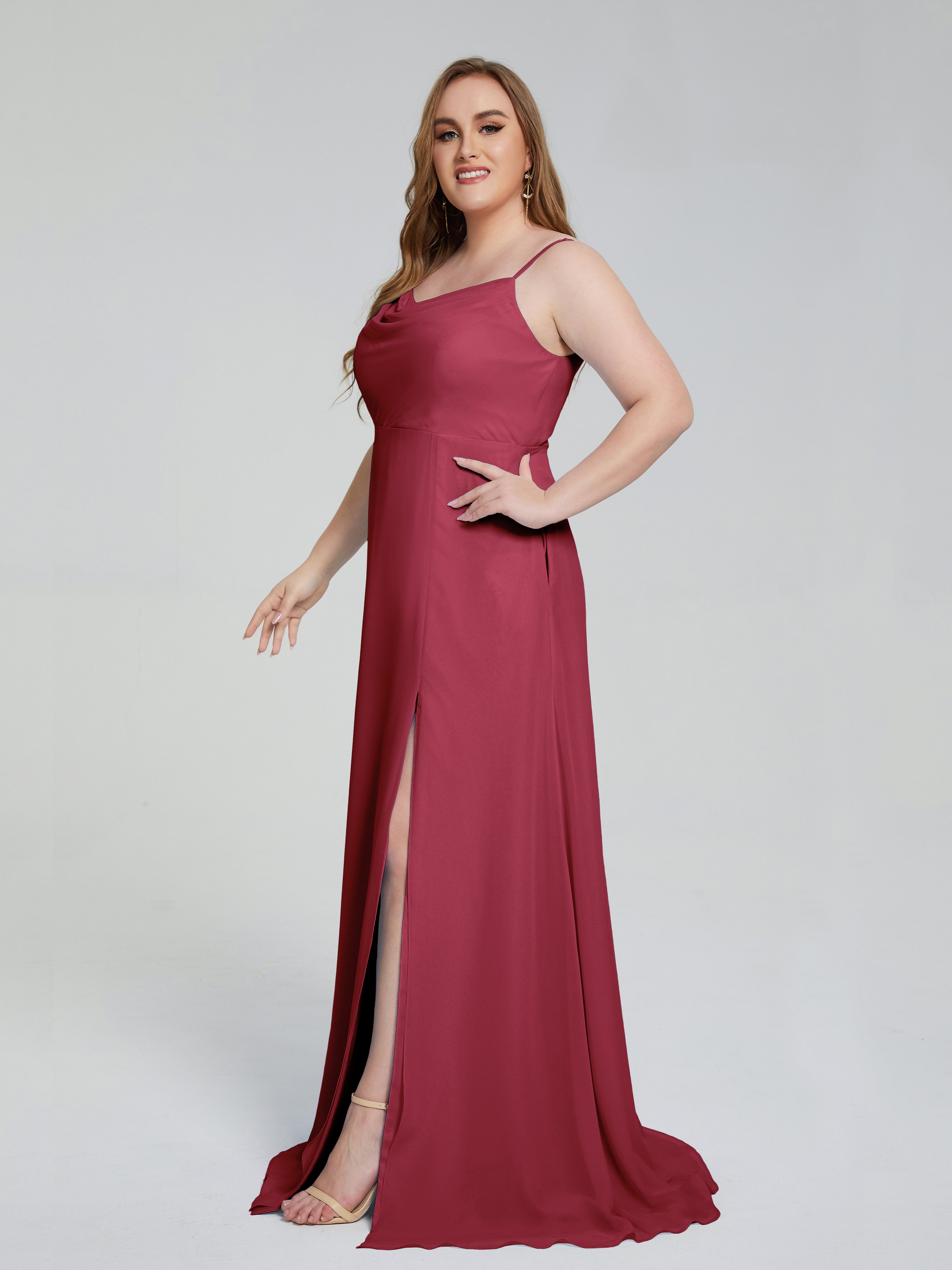 Rachel Sleeveless Split Plus Size Long Bridesmaid Dresses