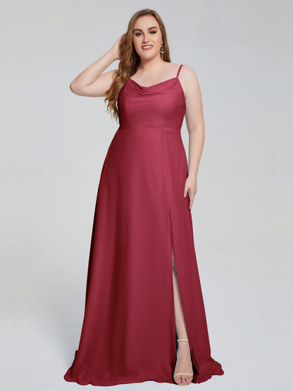 Rachel Sleeveless Split Plus Size Long Bridesmaid Dresses