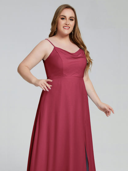 Rachel Sleeveless Split Plus Size Long Bridesmaid Dresses