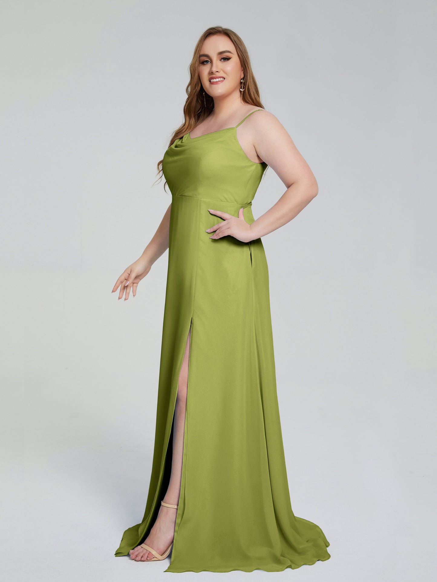 Rachel Sleeveless Split Plus Size Long Bridesmaid Dresses