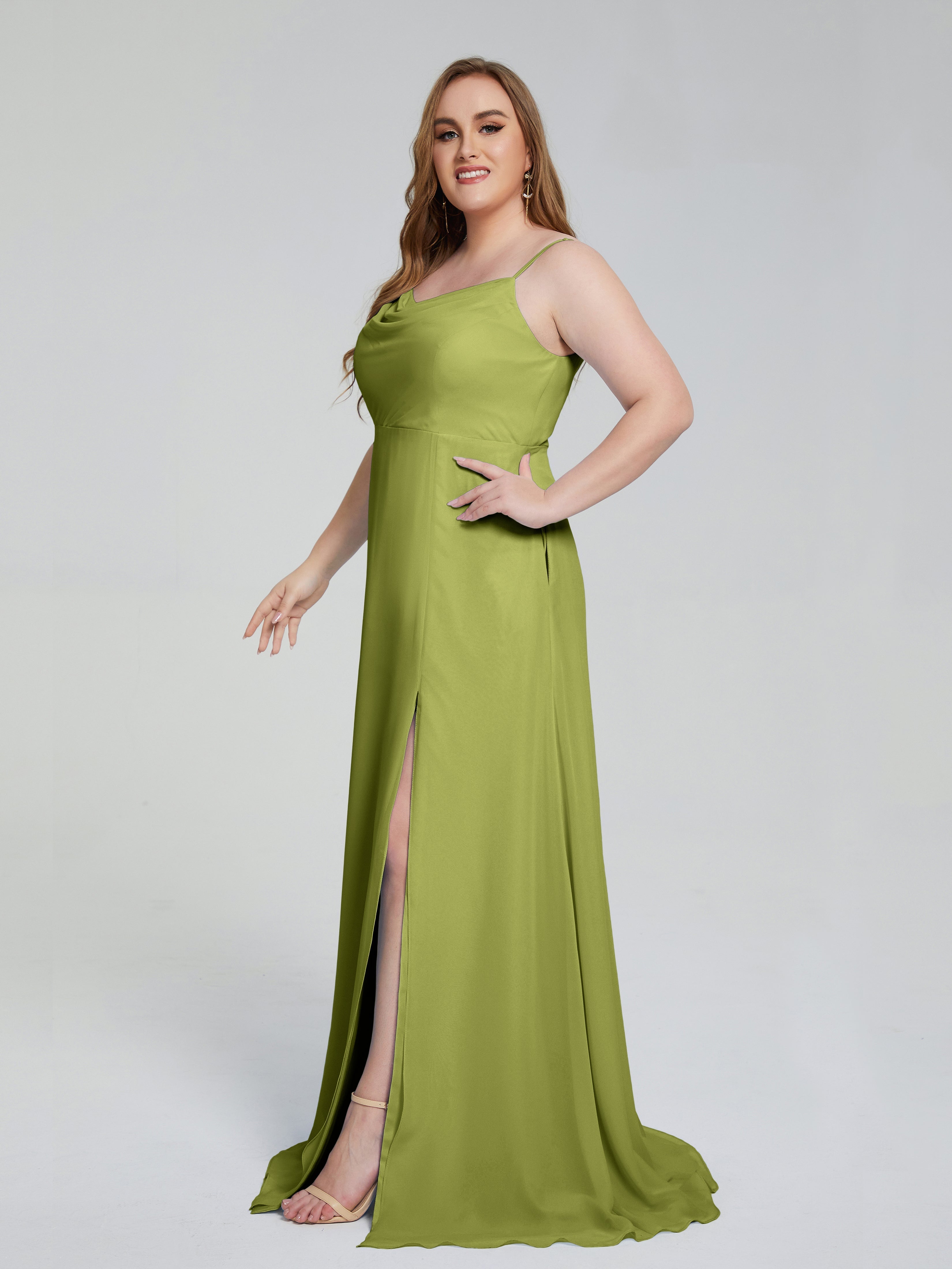 Rachel Sleeveless Split Plus Size Long Bridesmaid Dresses