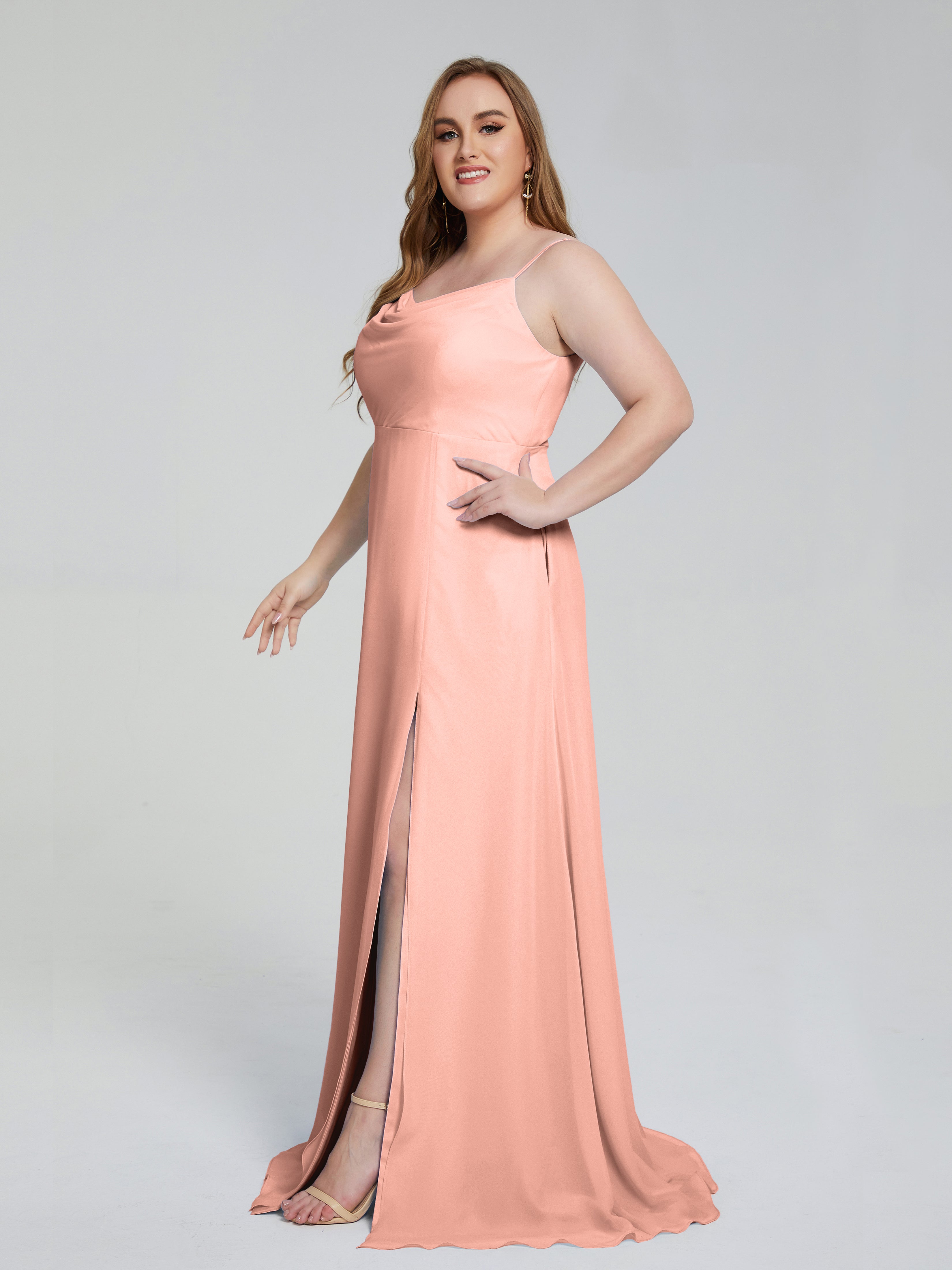 Rachel Sleeveless Split Plus Size Long Bridesmaid Dresses