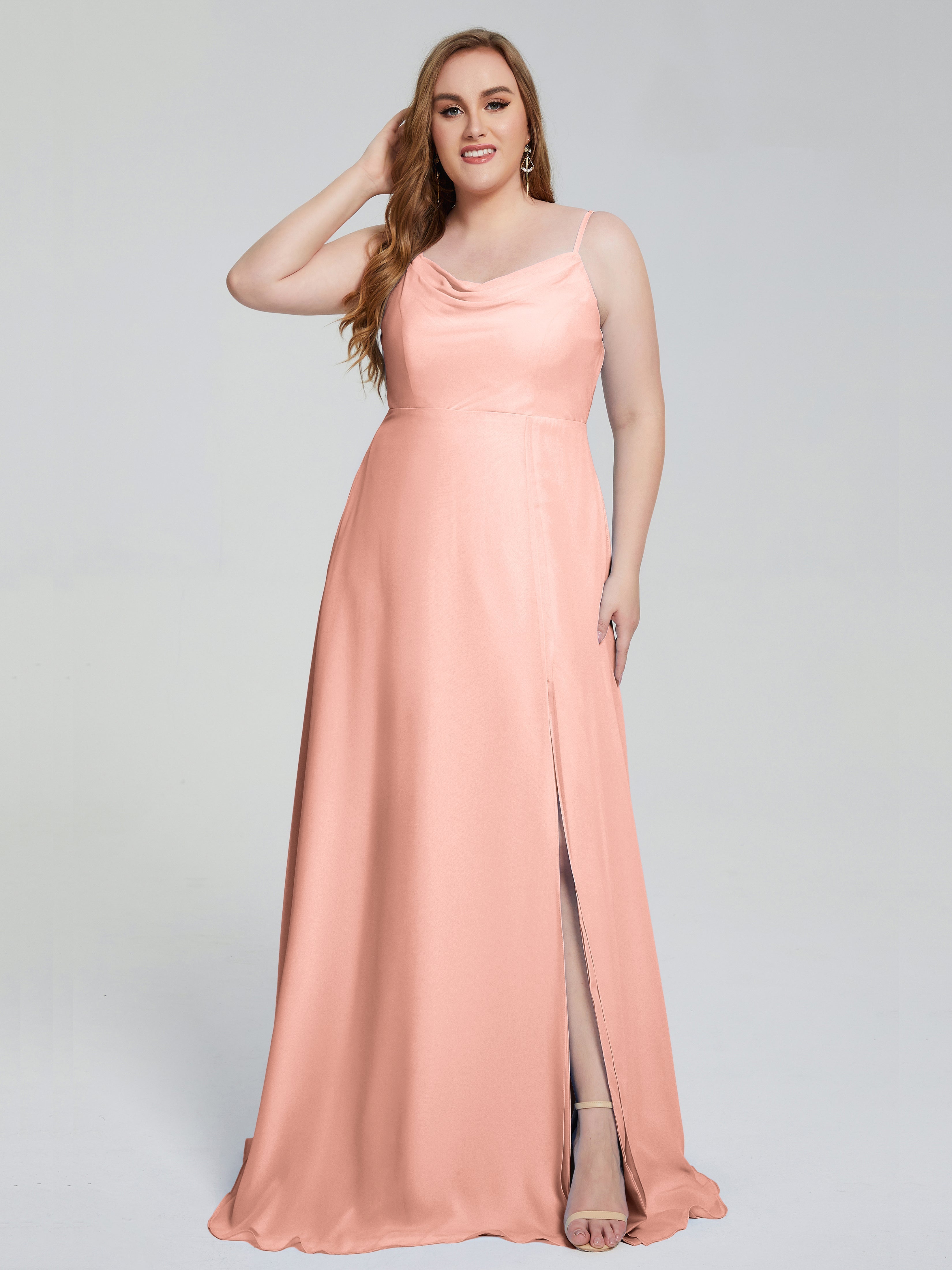 Rachel Sleeveless Split Plus Size Long Bridesmaid Dresses