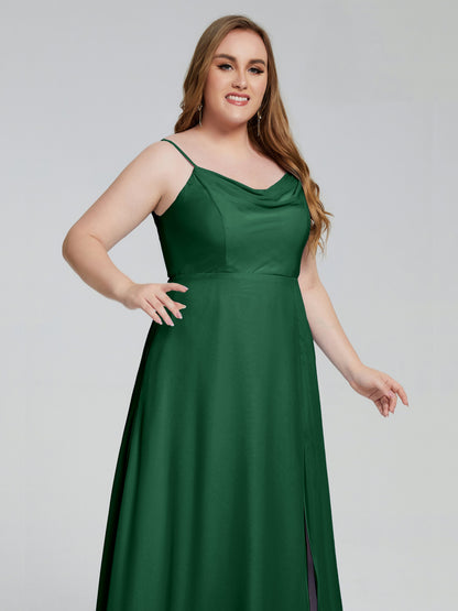 Rachel Sleeveless Split Plus Size Long Bridesmaid Dresses