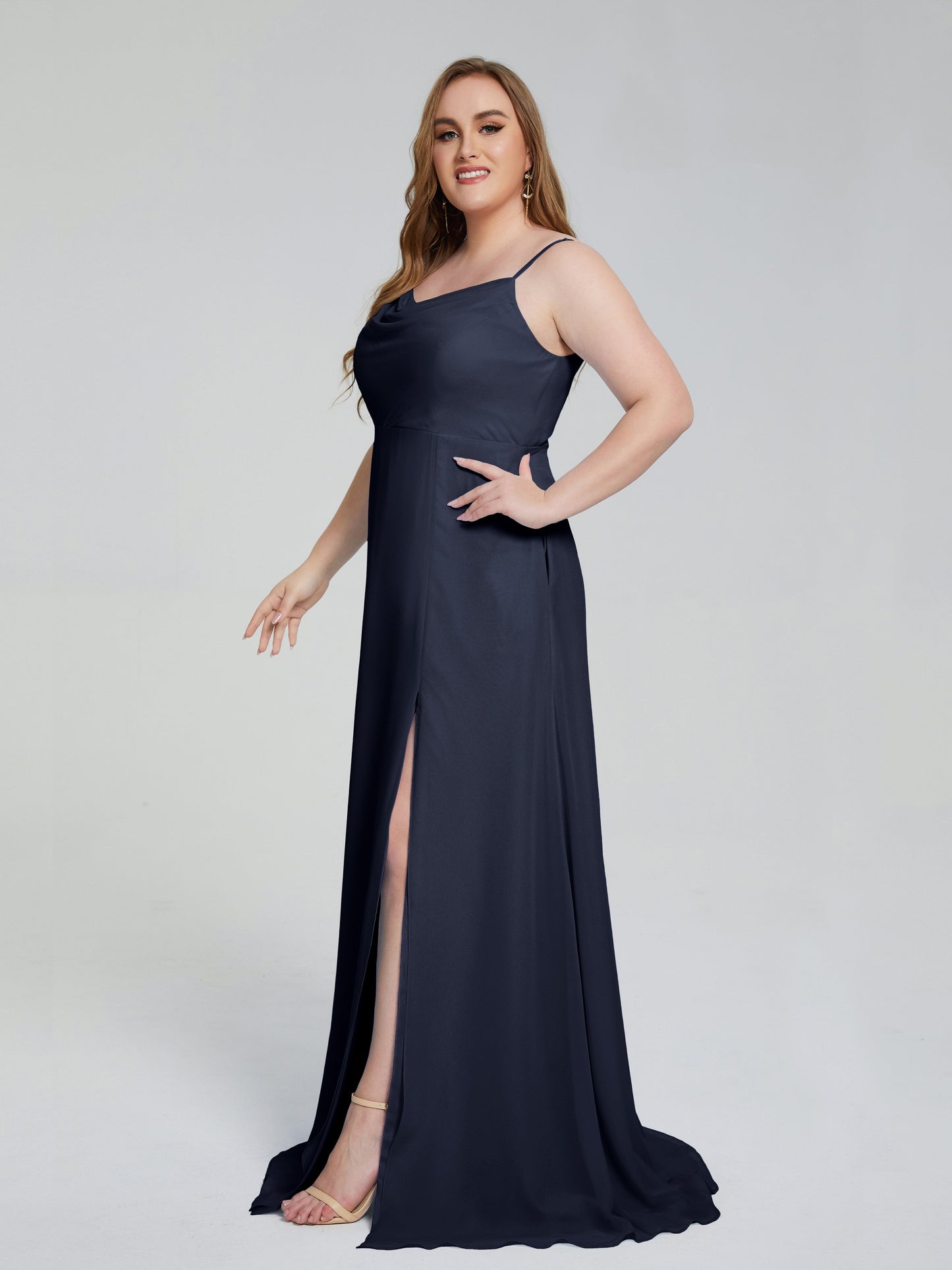 Rachel Sleeveless Split Plus Size Long Bridesmaid Dresses