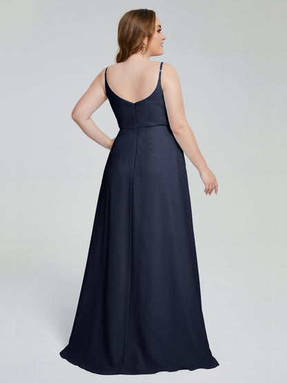 Rachel Sleeveless Split Plus Size Long Bridesmaid Dresses