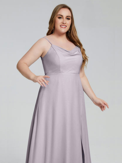 Rachel Sleeveless Split Plus Size Long Bridesmaid Dresses