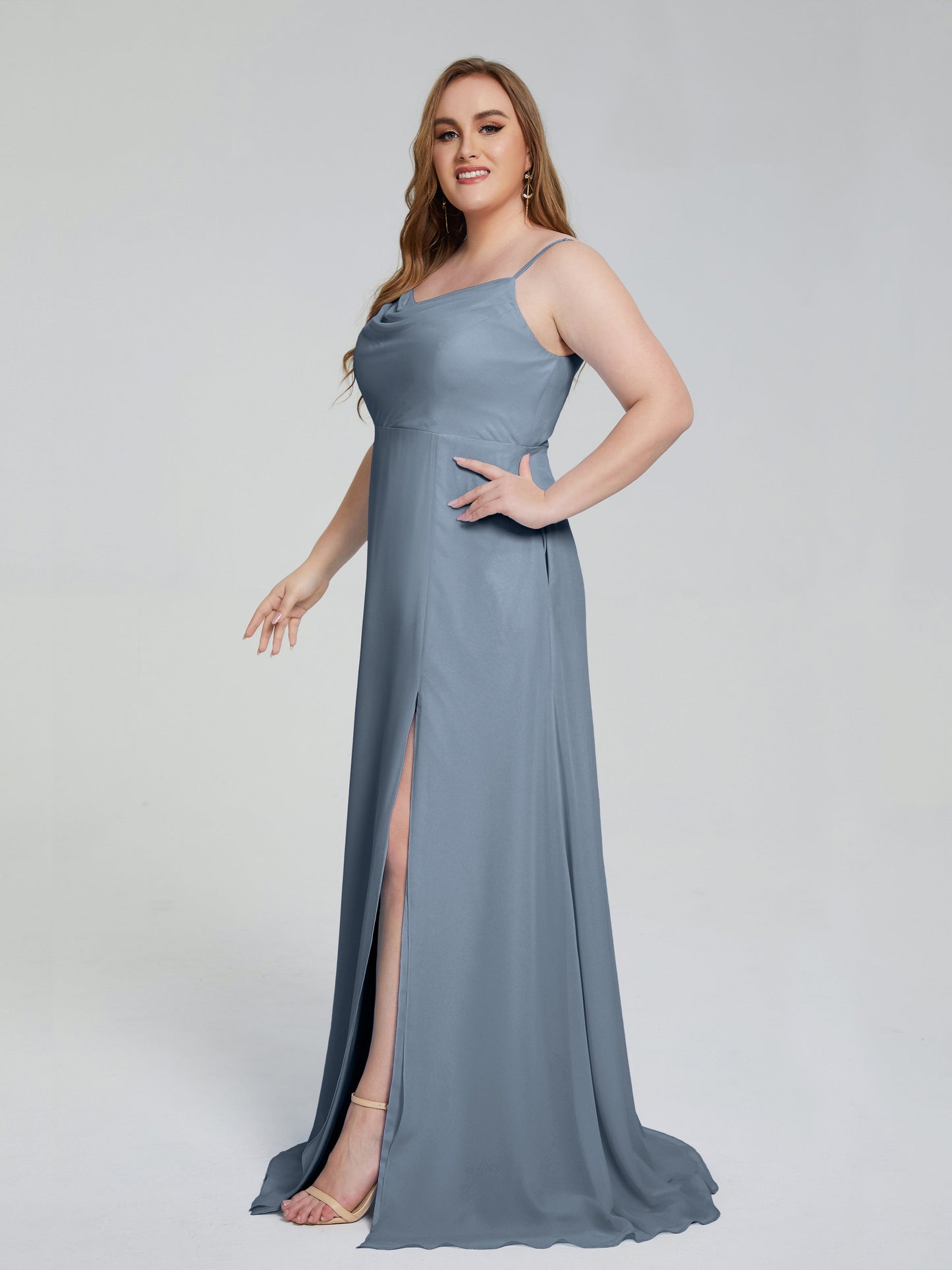Rachel Sleeveless Split Plus Size Long Bridesmaid Dresses