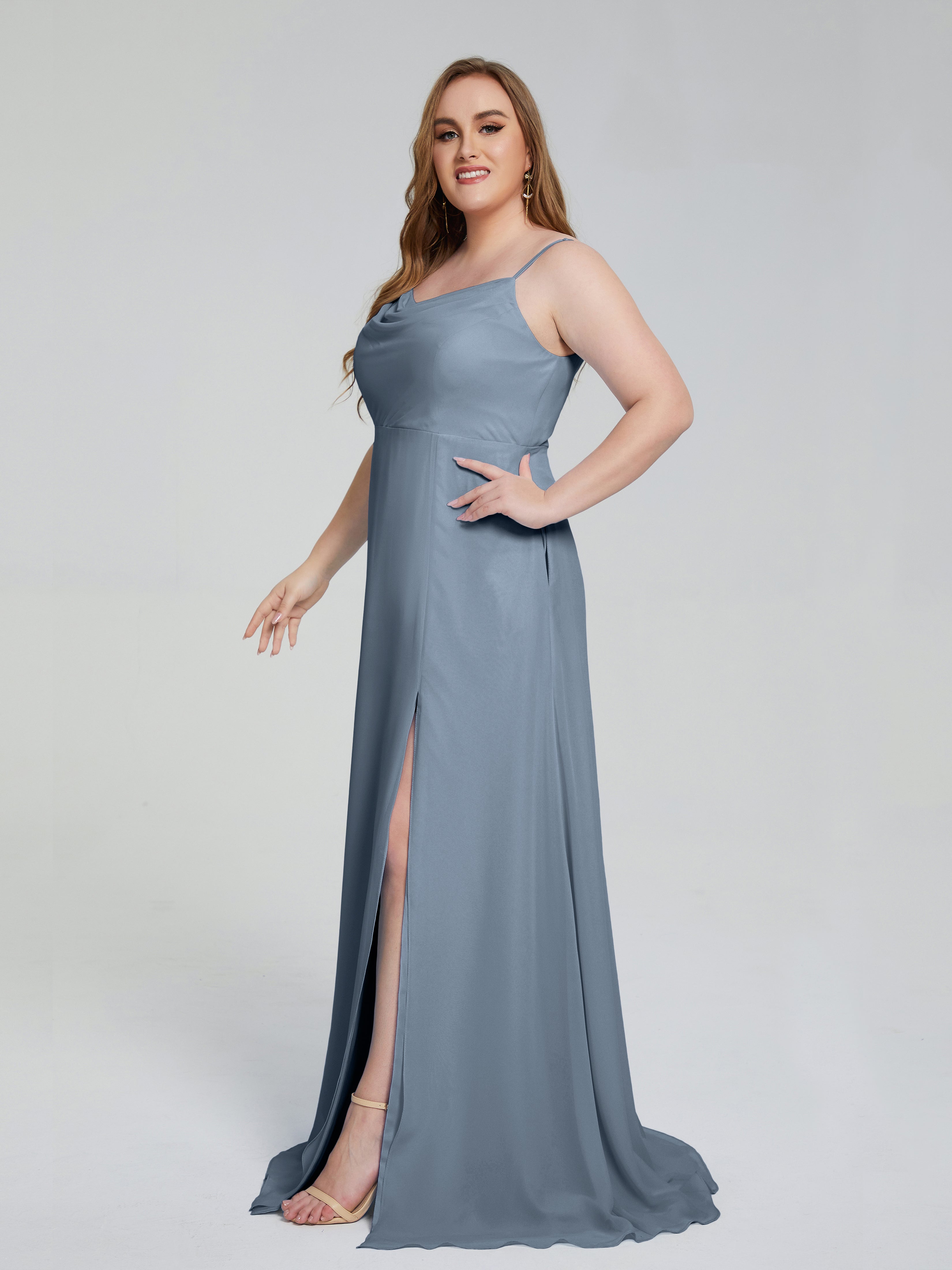 Rachel Sleeveless Split Plus Size Long Bridesmaid Dresses