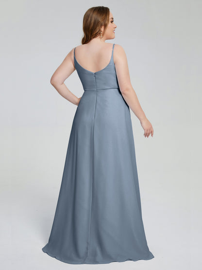 Rachel Sleeveless Split Plus Size Long Bridesmaid Dresses