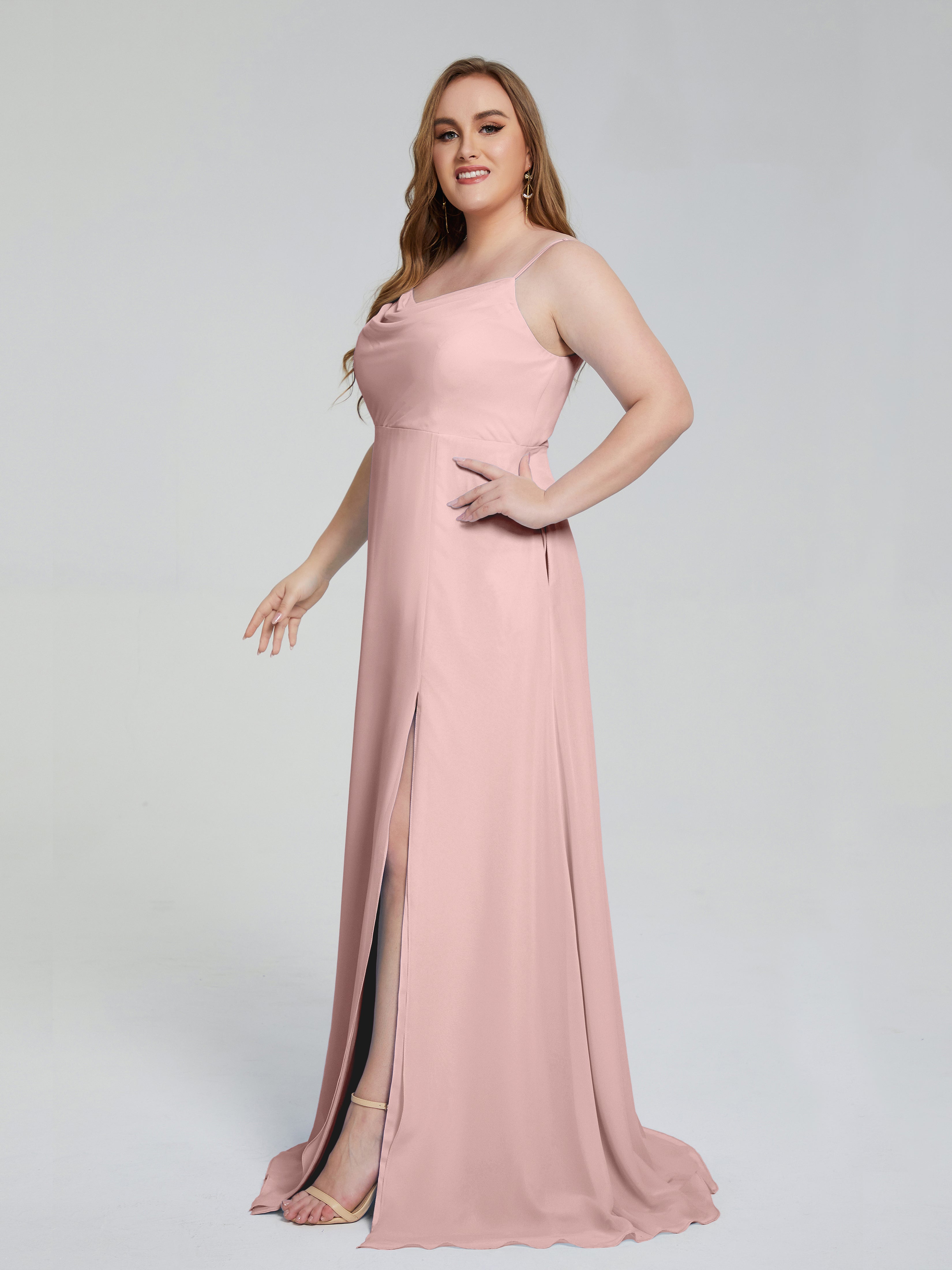 Rachel Sleeveless Split Plus Size Long Bridesmaid Dresses