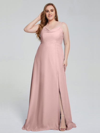 Rachel Sleeveless Split Plus Size Long Bridesmaid Dresses