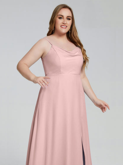 Rachel Sleeveless Split Plus Size Long Bridesmaid Dresses