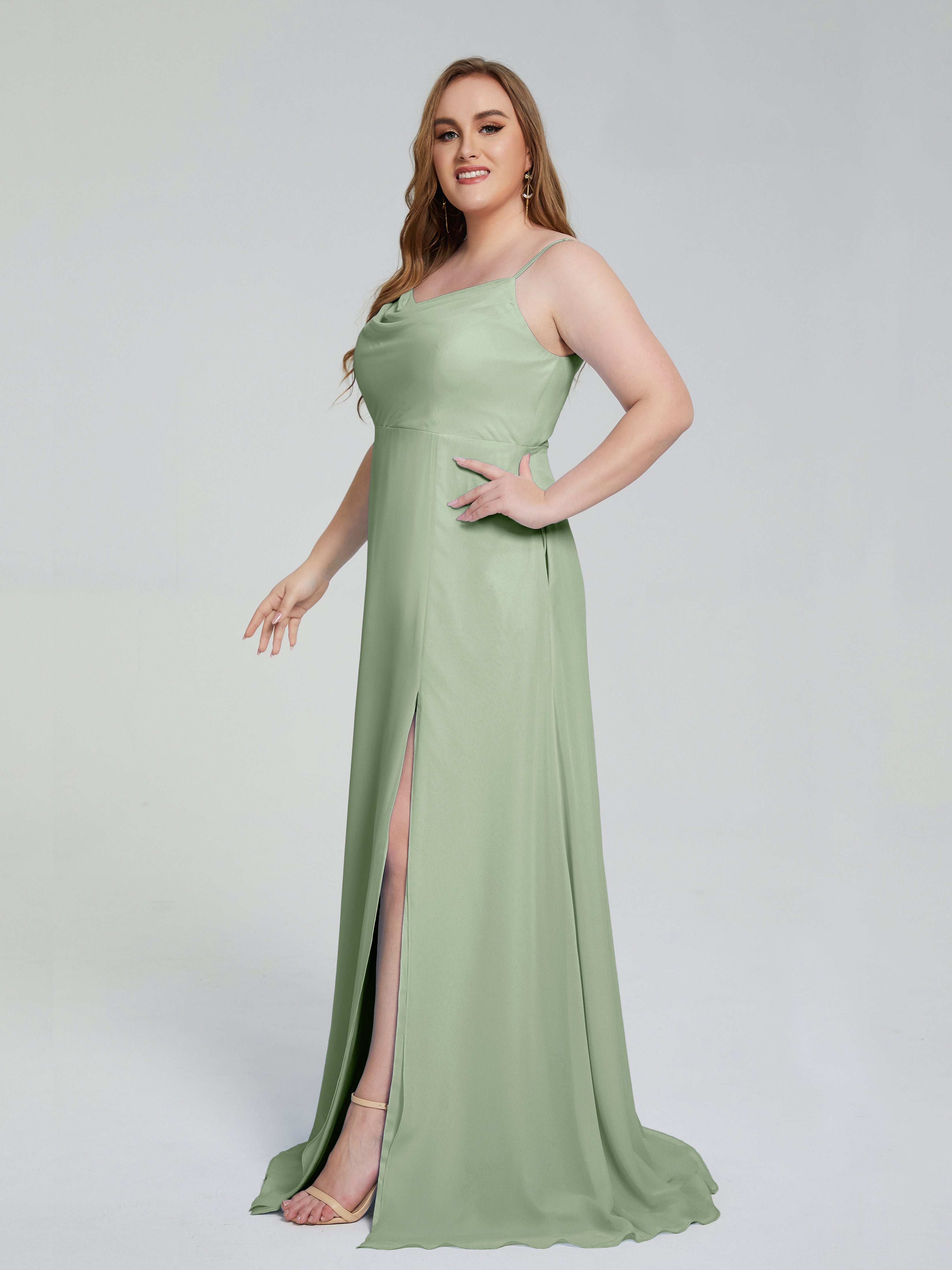 Rachel Sleeveless Split Plus Size Long Bridesmaid Dresses