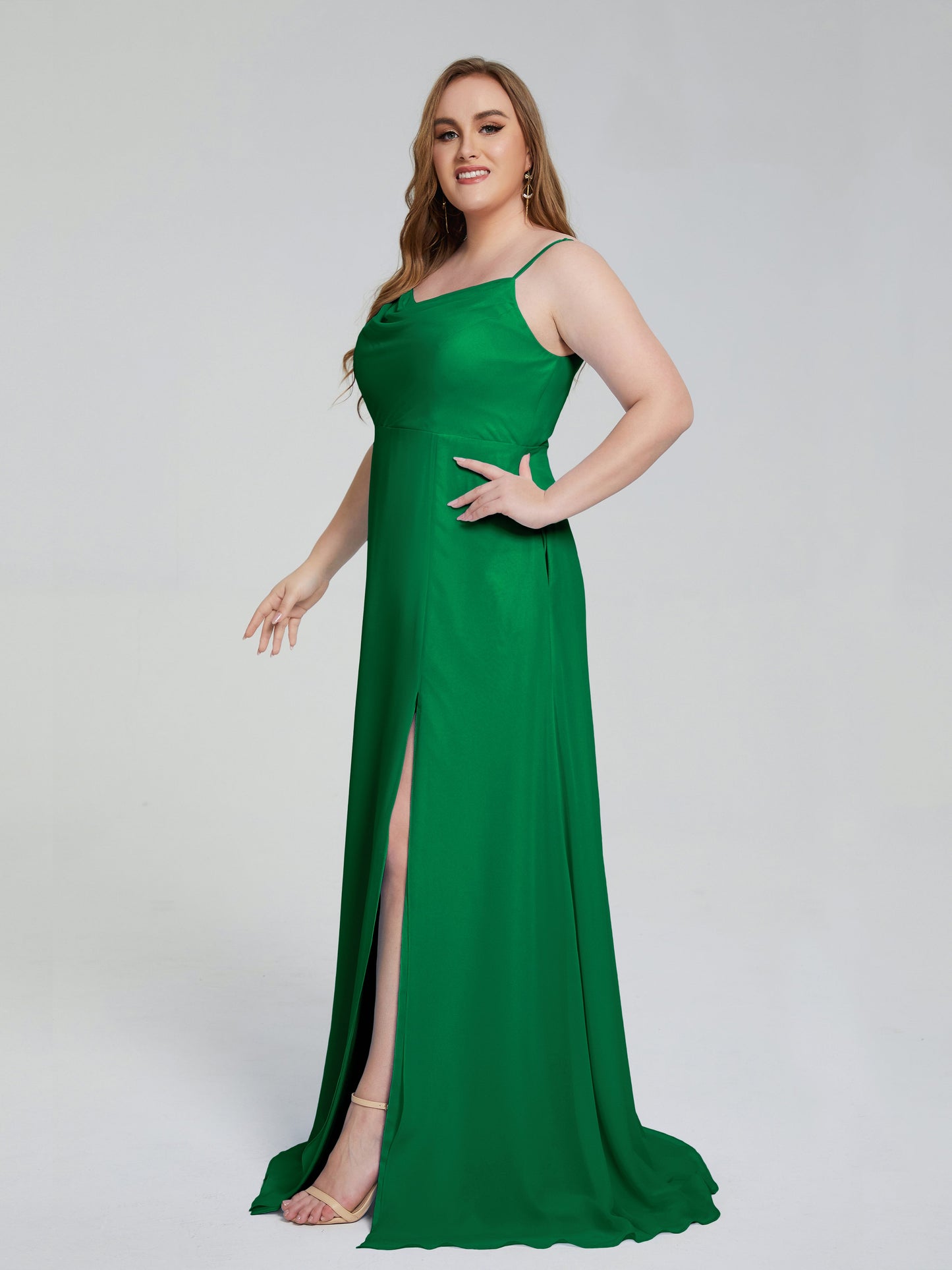 Rachel Sleeveless Split Plus Size Long Bridesmaid Dresses