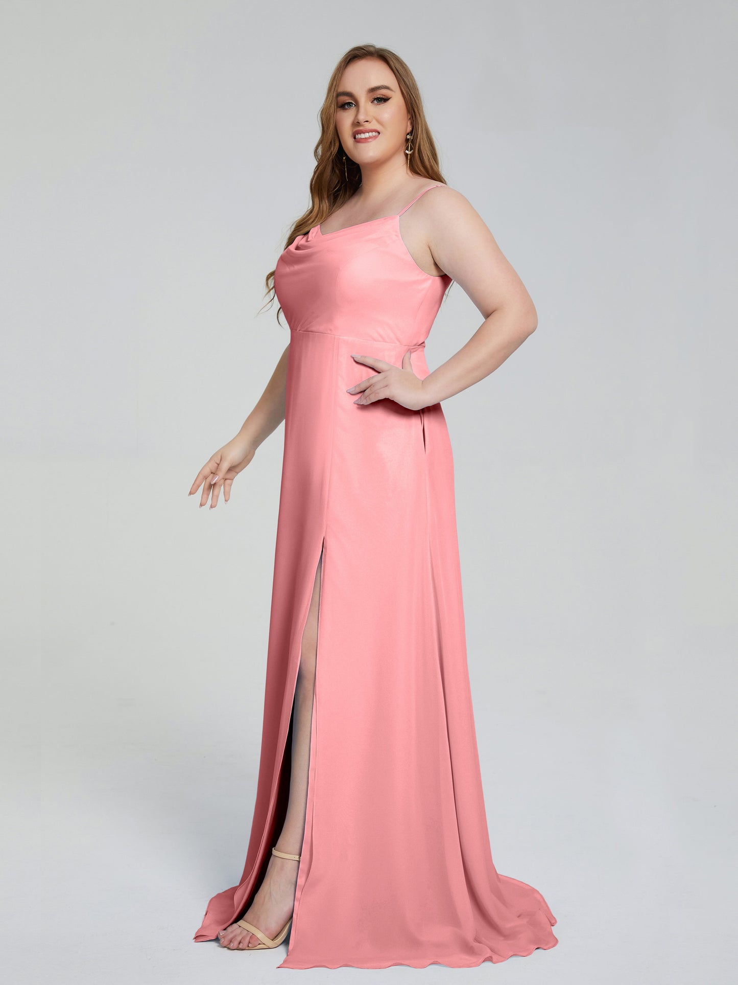 Rachel Sleeveless Split Plus Size Long Bridesmaid Dresses