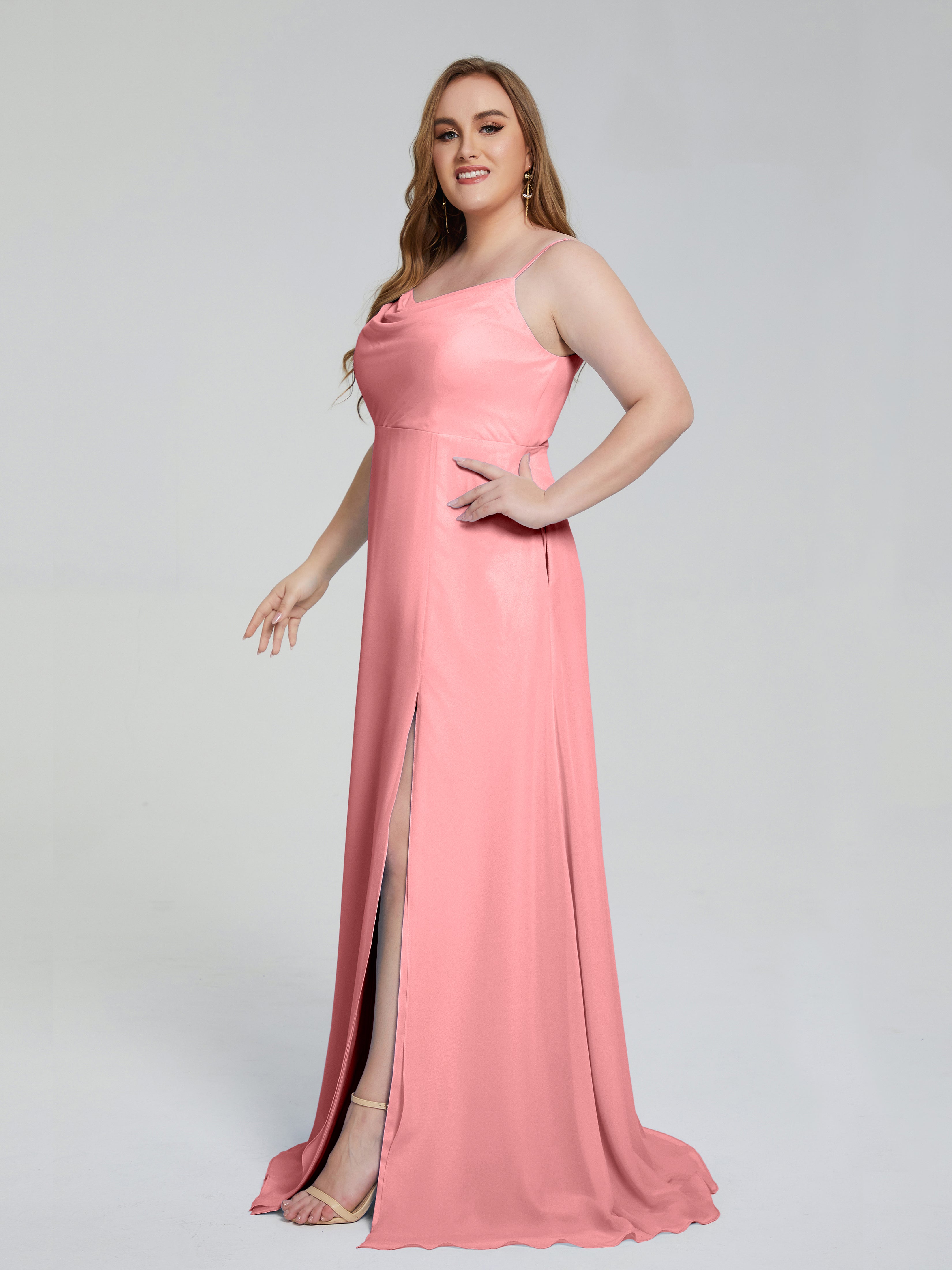 Rachel Sleeveless Split Plus Size Long Bridesmaid Dresses