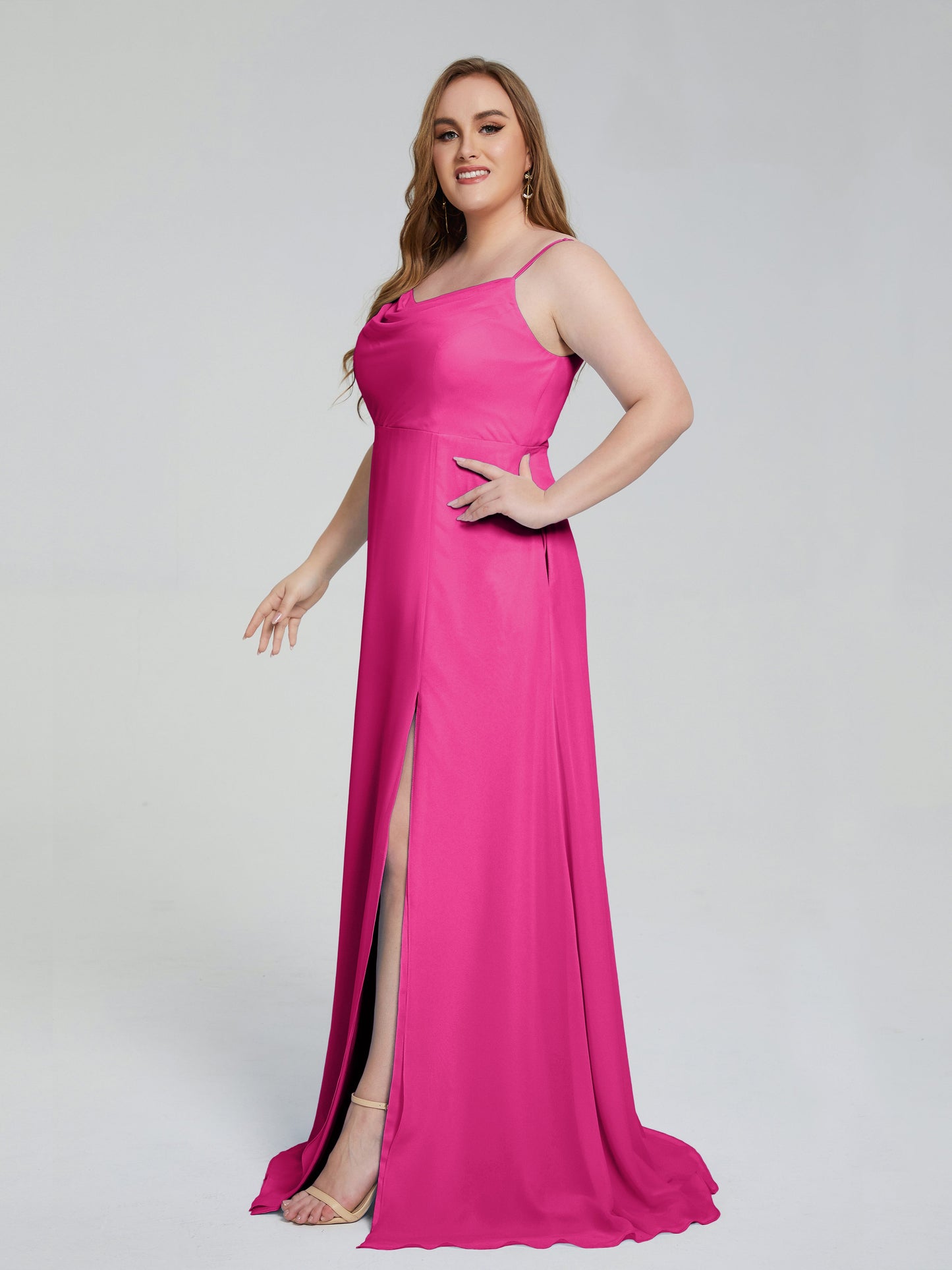 Rachel Sleeveless Split Plus Size Long Bridesmaid Dresses