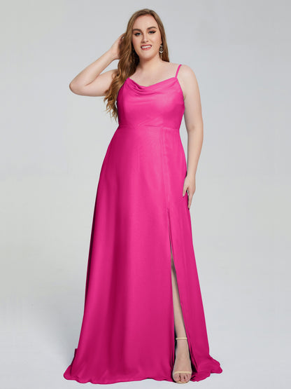 Rachel Sleeveless Split Plus Size Long Bridesmaid Dresses