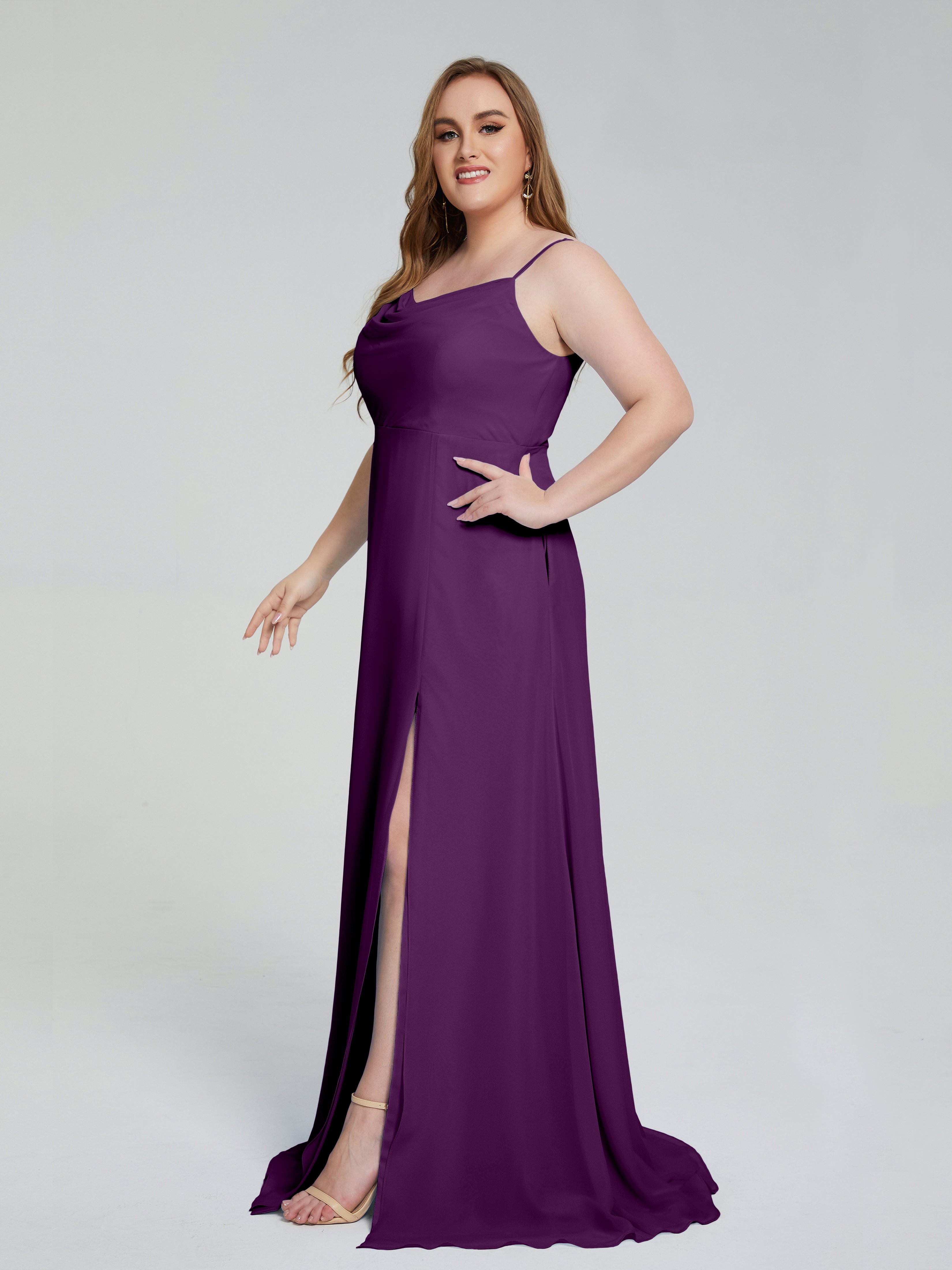 Rachel Sleeveless Split Plus Size Long Bridesmaid Dresses