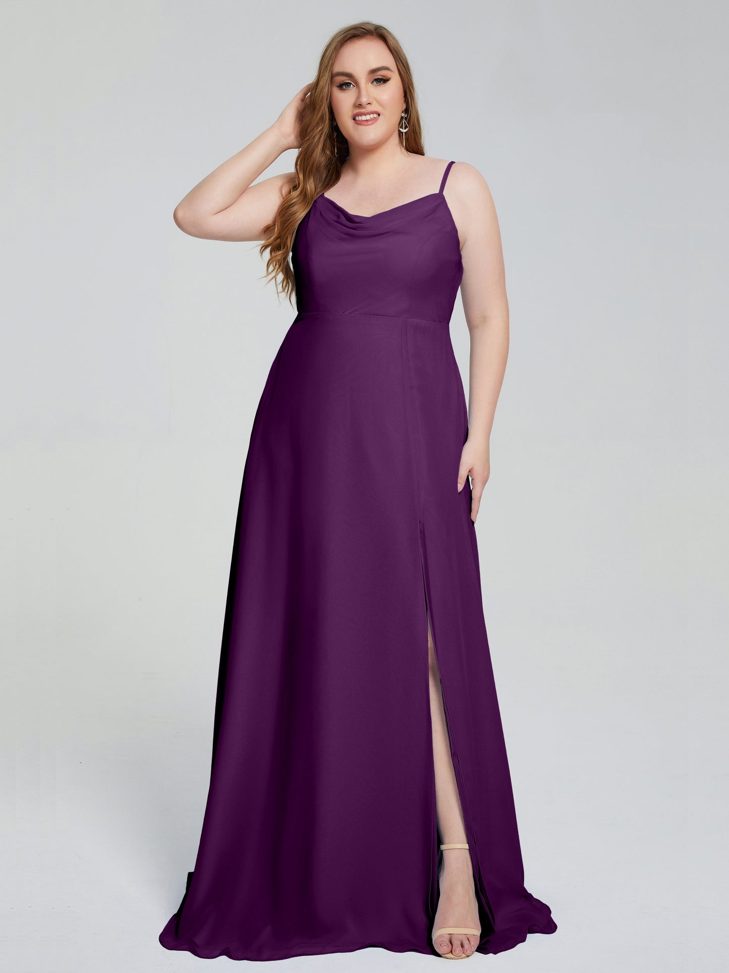 Rachel Sleeveless Split Plus Size Long Bridesmaid Dresses