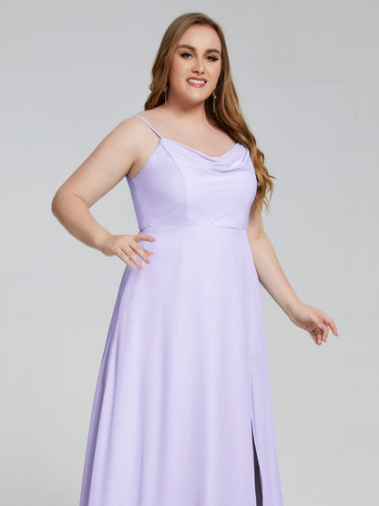 Rachel Sleeveless Split Plus Size Long Bridesmaid Dresses