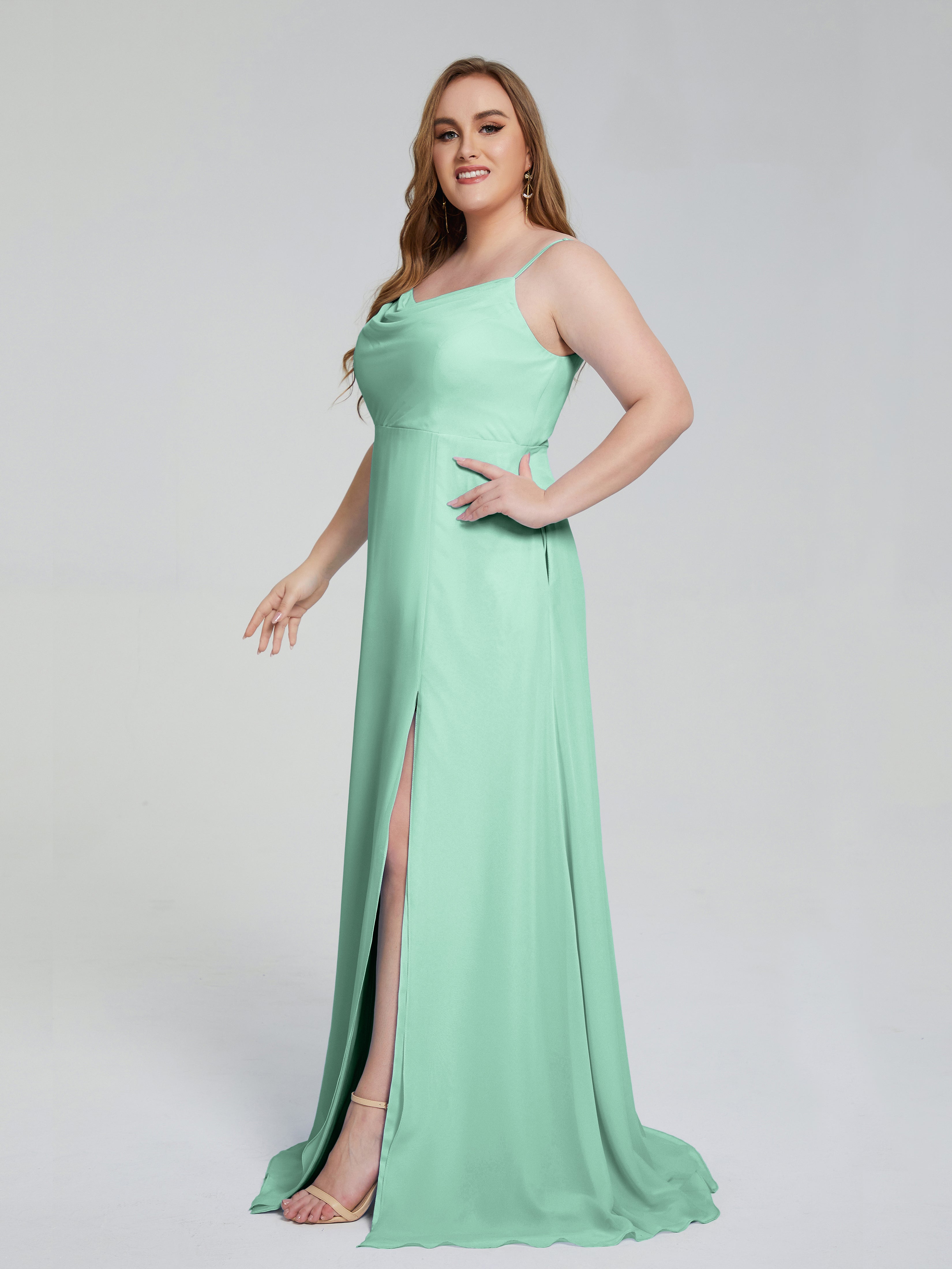 Rachel Sleeveless Split Plus Size Long Bridesmaid Dresses