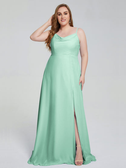 Rachel Sleeveless Split Plus Size Long Bridesmaid Dresses