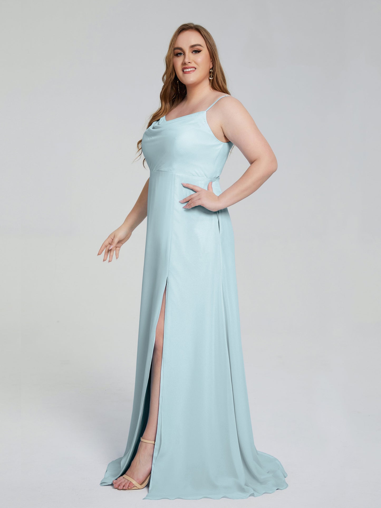 Rachel Sleeveless Split Plus Size Long Bridesmaid Dresses